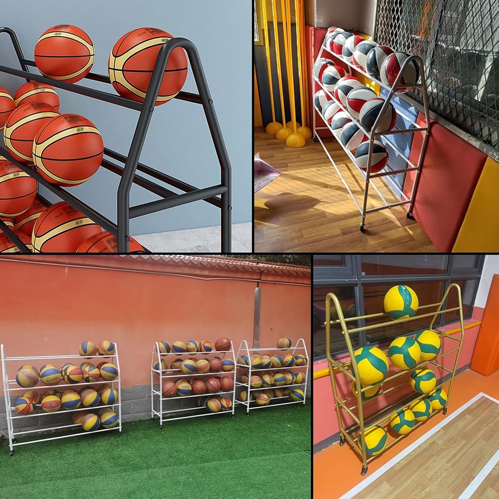 Pionowy stojak na piłki do koszykówki i piłki nożnej o 360° – stabilny stojak ekspozycyjny do domu – stylowy sportowy (L99 cm) – idealny dla sportowców i miłośników sportu