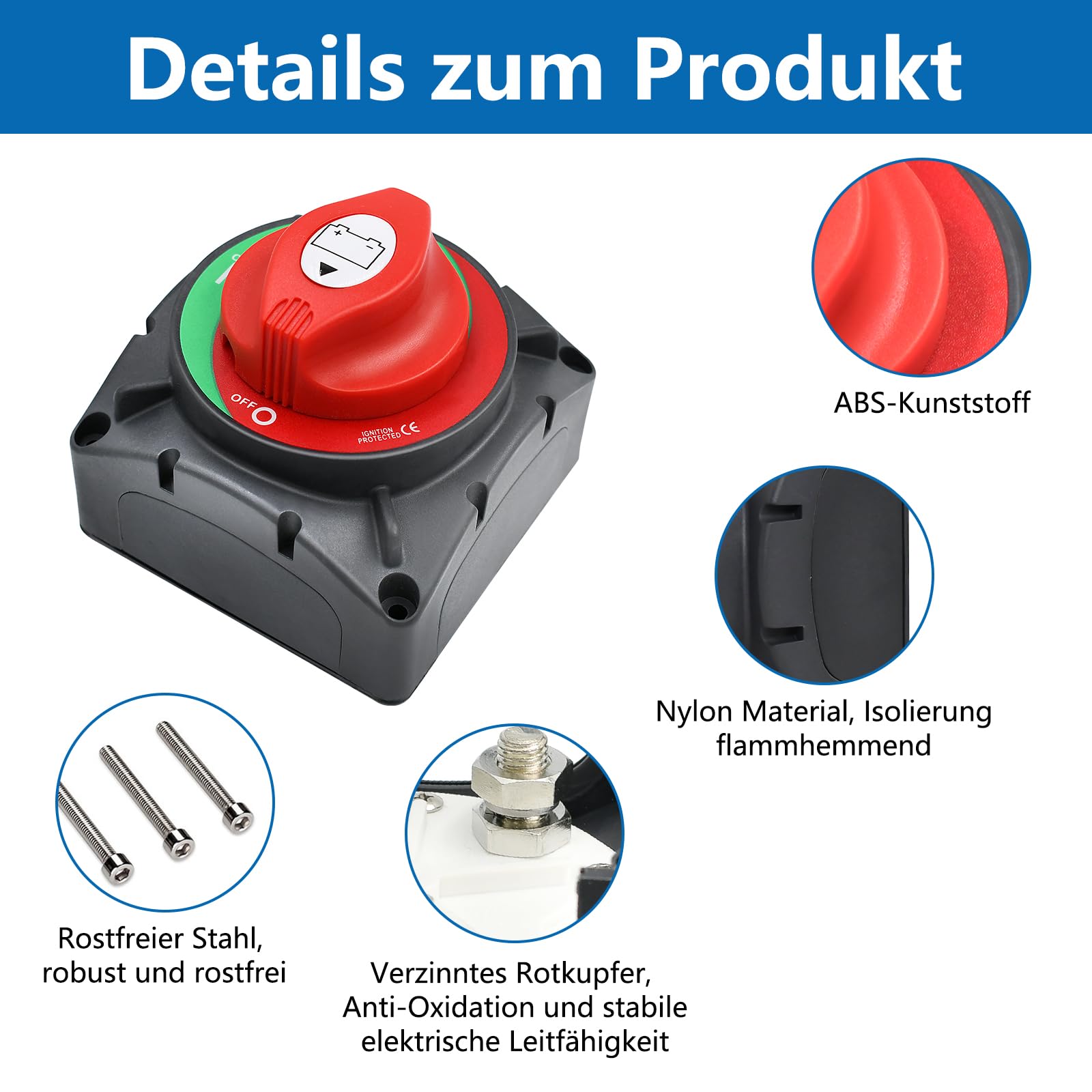 Sayhome 600A - Interruttore di separazione della batteria, 12-48 V, IP68, impermeabile, per camper, auto, camper e barca (ON/OFF, High Current)