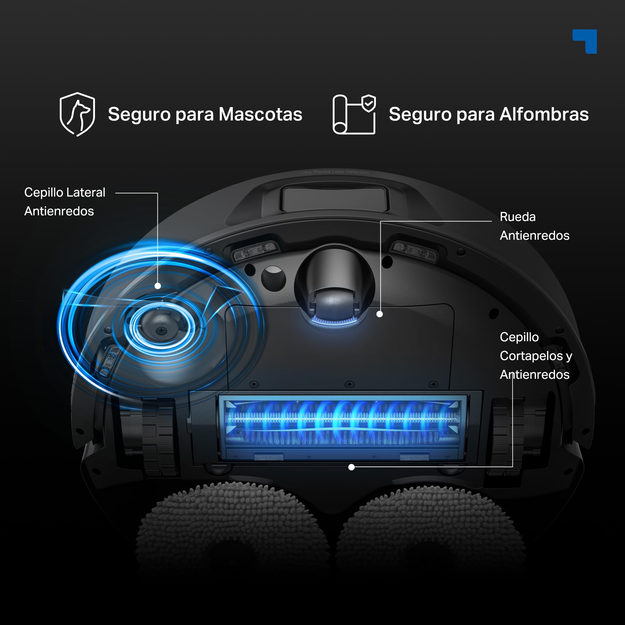 Tapo Robot Aspirador RV50 Pro Omni – 15.000 Pa, Navegación Láser Dual, Autovaciado, Cepillos Antienredo para Mascotas, Limpieza de Bordes, Estación Todo-en-Uno con Depósito de Agua 5L (Negro Oscuro)
