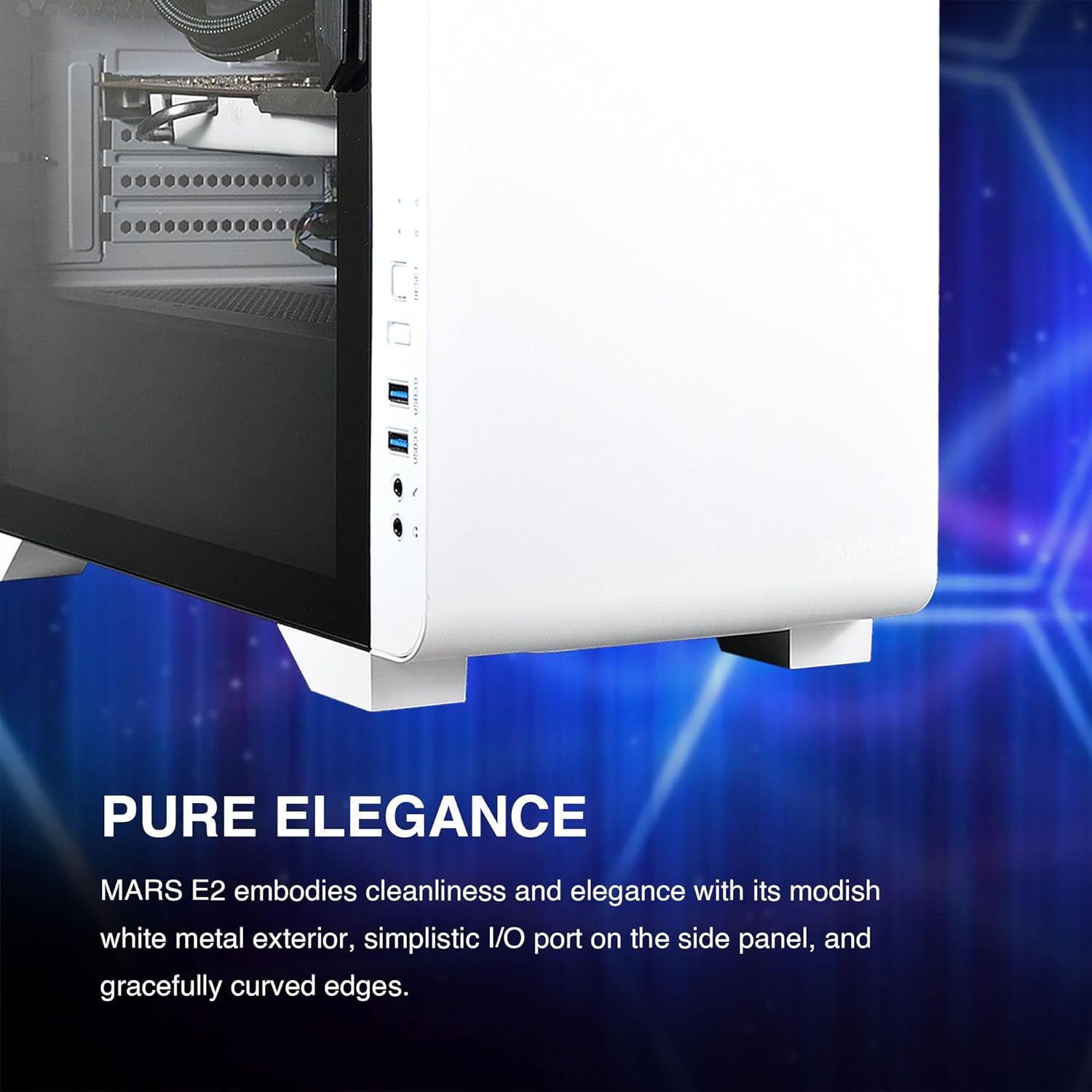 GAMDIAS White M-ATX Computer Case w/Tempered Glass, Metal Exterior Desktop PC Case Support 280mm AIO/Radiator, 5x120mm Case Fans (1x 120mm Built-in), 350mm GPU/VGA, USB3.0X 2, 165mm CPU Cooler