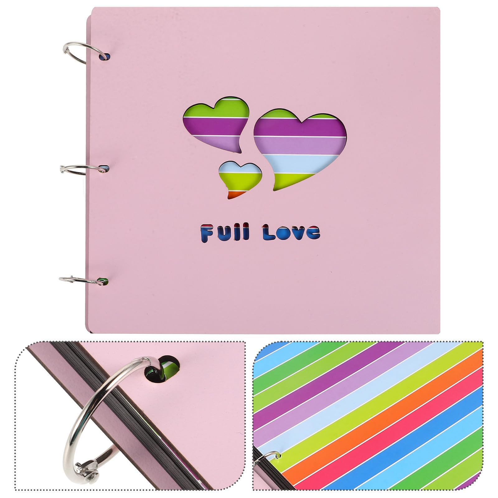 Álbum de Fotos de Madera Rosa DIY de 16 Pulgadas Forma de Corazón