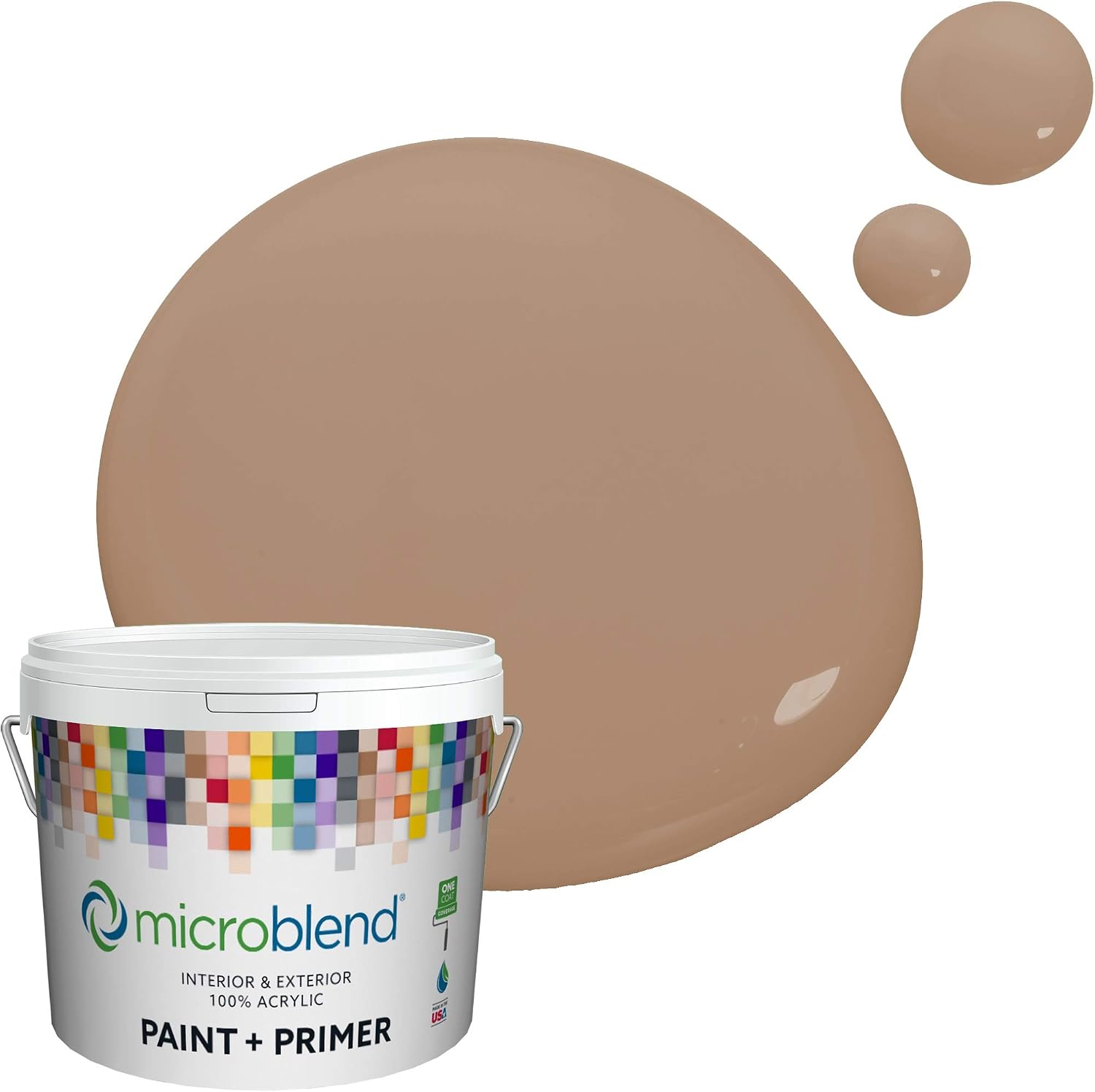 Microblend Interior Paint and Primer - Brown/Melted Truffle, Satin Sheen, Quart, Premium Quality, High Hide, Low VOC, Washable, Microblend Tropical Collection