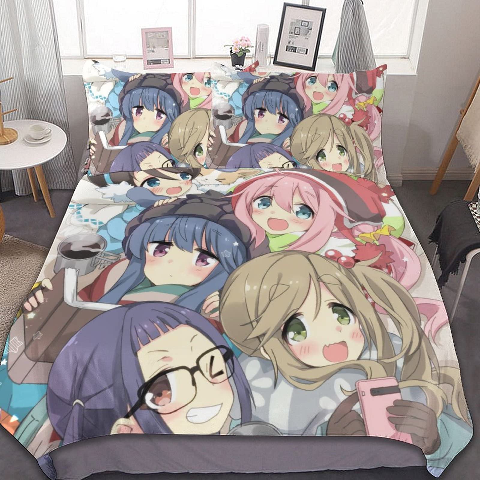 ゆるキャンコラボシングルロングサイズ掛け布団カバーです Amazon｜ゆるキャン△布団カバー 3点セット シングル 枕カバー ベッド