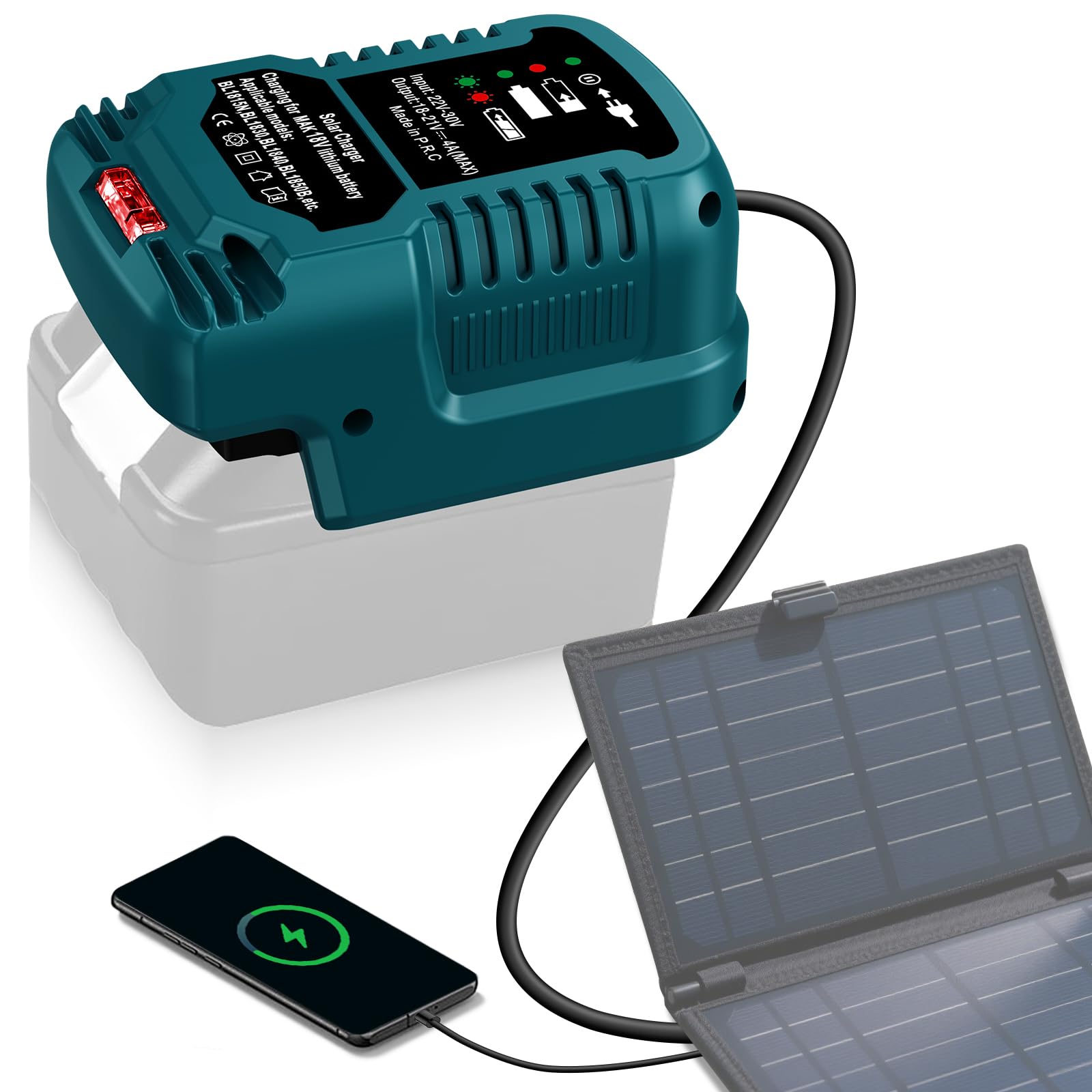 Solar Ladegerät für Makita 18V Akku,Tragbar,Outdoor-Arbeit,Camping