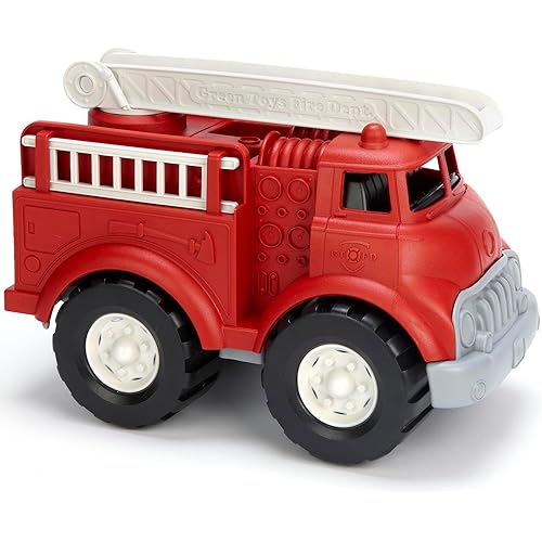 Green Toys Fire Truck - BPA , Phthalates Free Imaginative Play Toy for Improving Fine , Gross Motor Skills. for Kids,Red