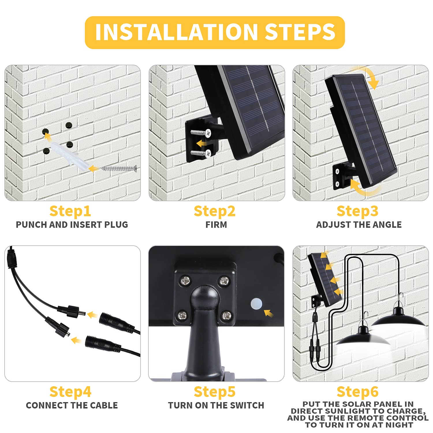 Luce Solare LED Esterno, IP65 Lampada Solare da Esterno Impermeabile Doppia Testa Lampade Solari a Sospensione con Telecomando per Giardino Garage Agriturismi
