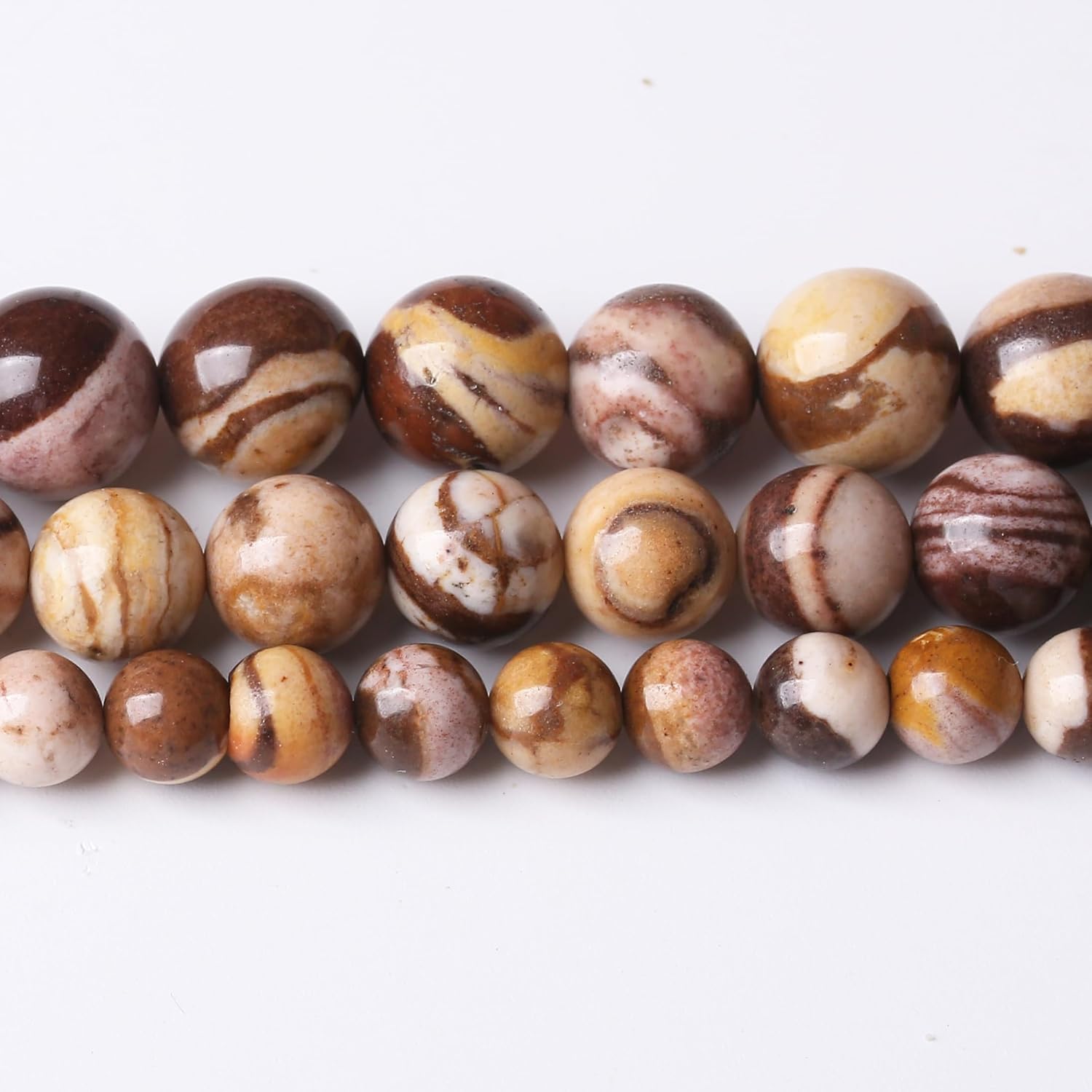 60PCS 6MM Natural Brown Zebra Round Loose Stone Beads for Jewelry Making DIY Energy Stone Healing Power Bracelet 15" - Image 2