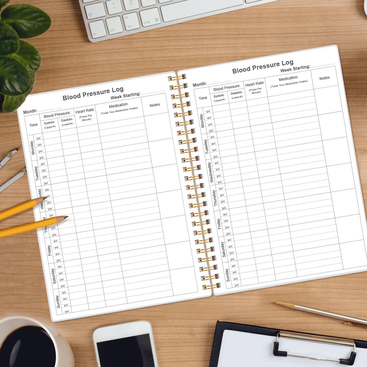 Blood Pressure Log Book - Tracker & Monitor Your Daily Blood Pressure, Heart Rate Readings at Home, 5.8" x 8.5", Black - Image 6
