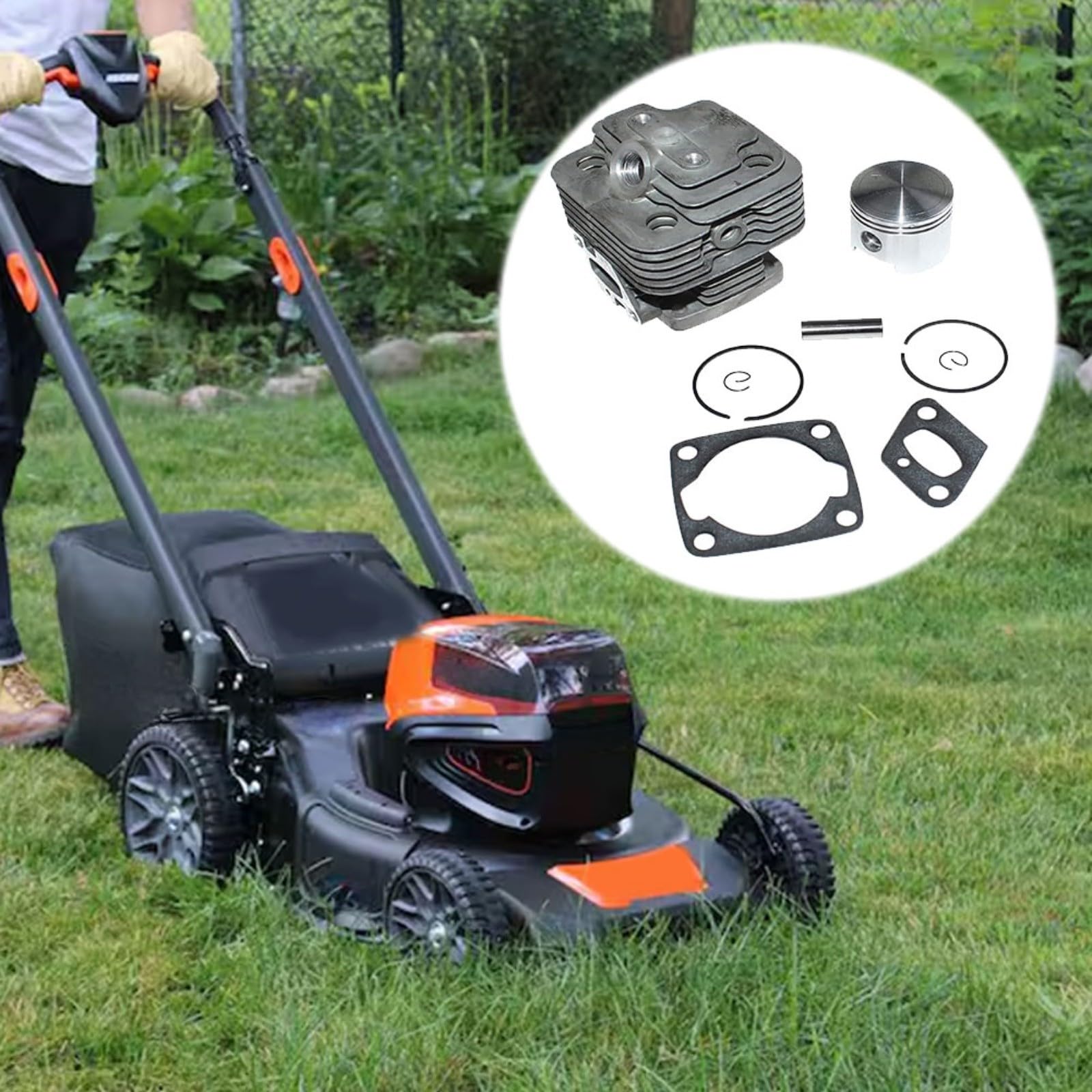 Cilindro y para PISTON Kit Montaje con Juntas para Serie Desbrozadora Echo, Construcción de Hierro para Césped y Jardín Equipos Mantenimiento y Reparación Tareas