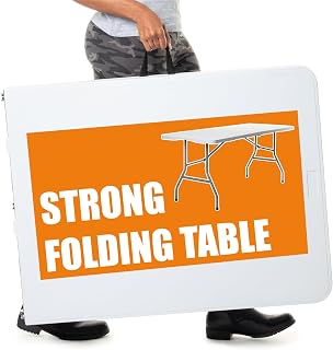 Bishop Foldable Table Portable - British 6ft Folding Table 250kg Max - Fold Away Table 8 People, Camping Tables That Fold Up - Fold Up Table Fits in Car, Picnic Table 1 Min Assembly