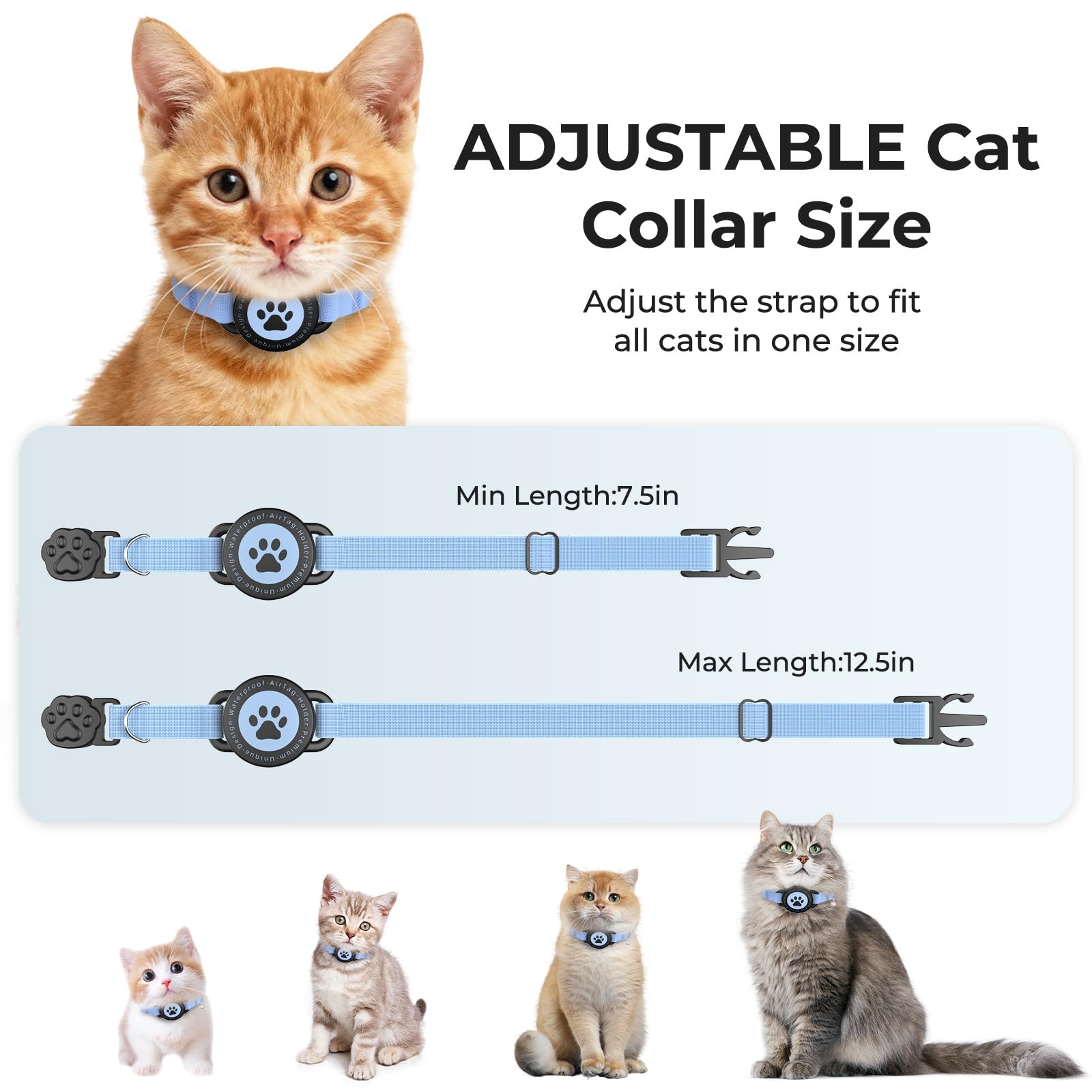 GPS Cat Tracker Collar(iOS & Android), Bluetooth Mini GPS Dog Tracker, Smart Pet Activity Tracker, No Monthly Fee, Work with Apple Find My & Google Find Hub, Finder Tag for Pets,Items M5 2P Blue - image 6