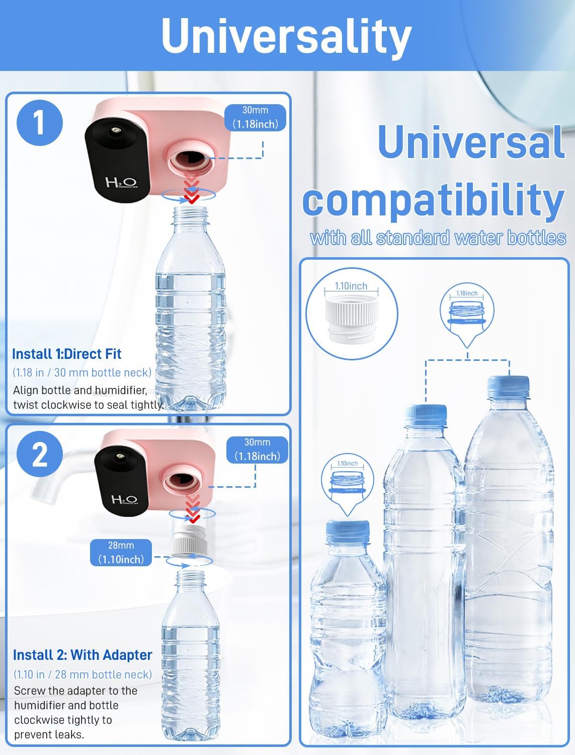 Cruise Humidifier Portable Humidifier for Travel – Whisper-Quiet Mini Humidifier Travel Humidifier for Cruise&Office&Car with Night Light, Auto-Off & 2 Mist Modes Water Bottle Humidifier Pink