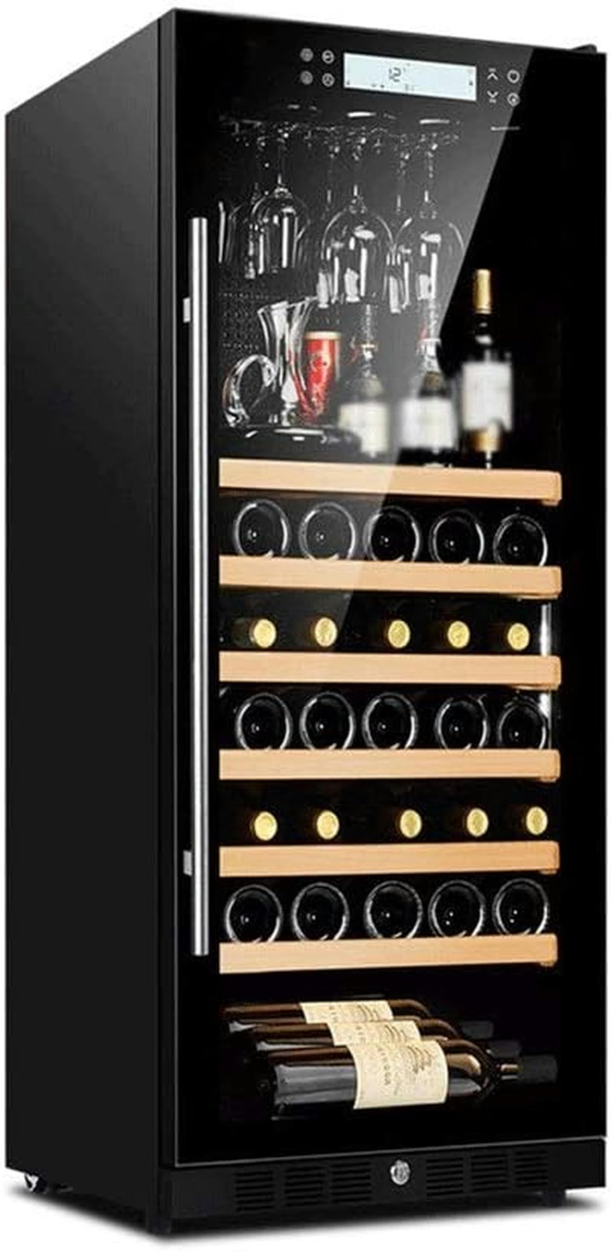 Frigorifero per Vini 48 Bottiglie Soda Birra Cantinetta Frigorifero Cucina Indipendente Acciaio Inossidabile E Funzionamento Silenzioso Compressore Porta del Compressore V