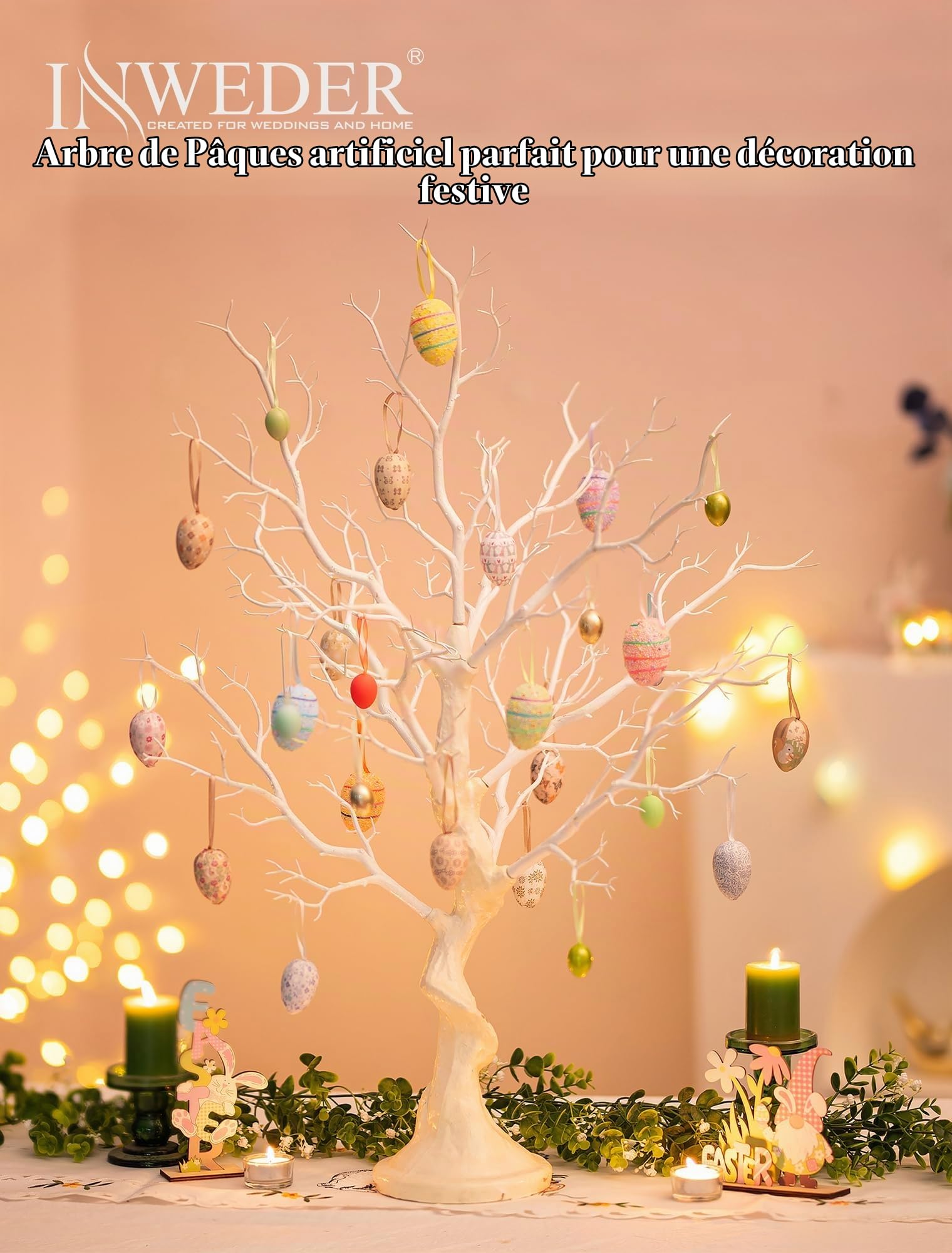 Arbres Artificiels Blancs pour Noël Décoration，80cm | Réutilisables, Décorations à Suspendre DIY, Arbre à Souhaits pour Centre de Table, Mariage, Pâques, Halloween, Anniversaire