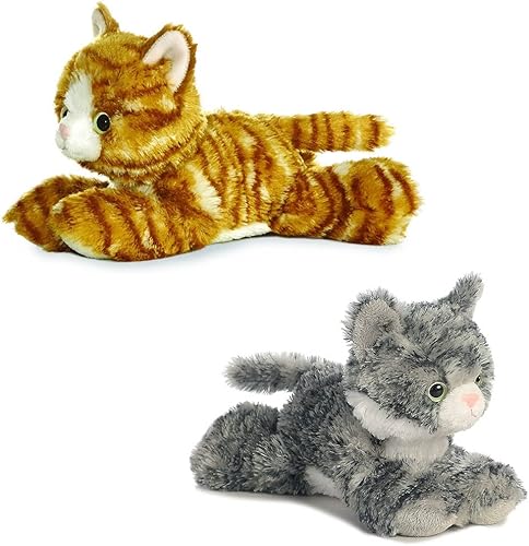 Miniatura 1 de Aurora Molly Orange & Lily Gray - Paquete de gato de peluche pequeño atigrado de 8 pulgadas