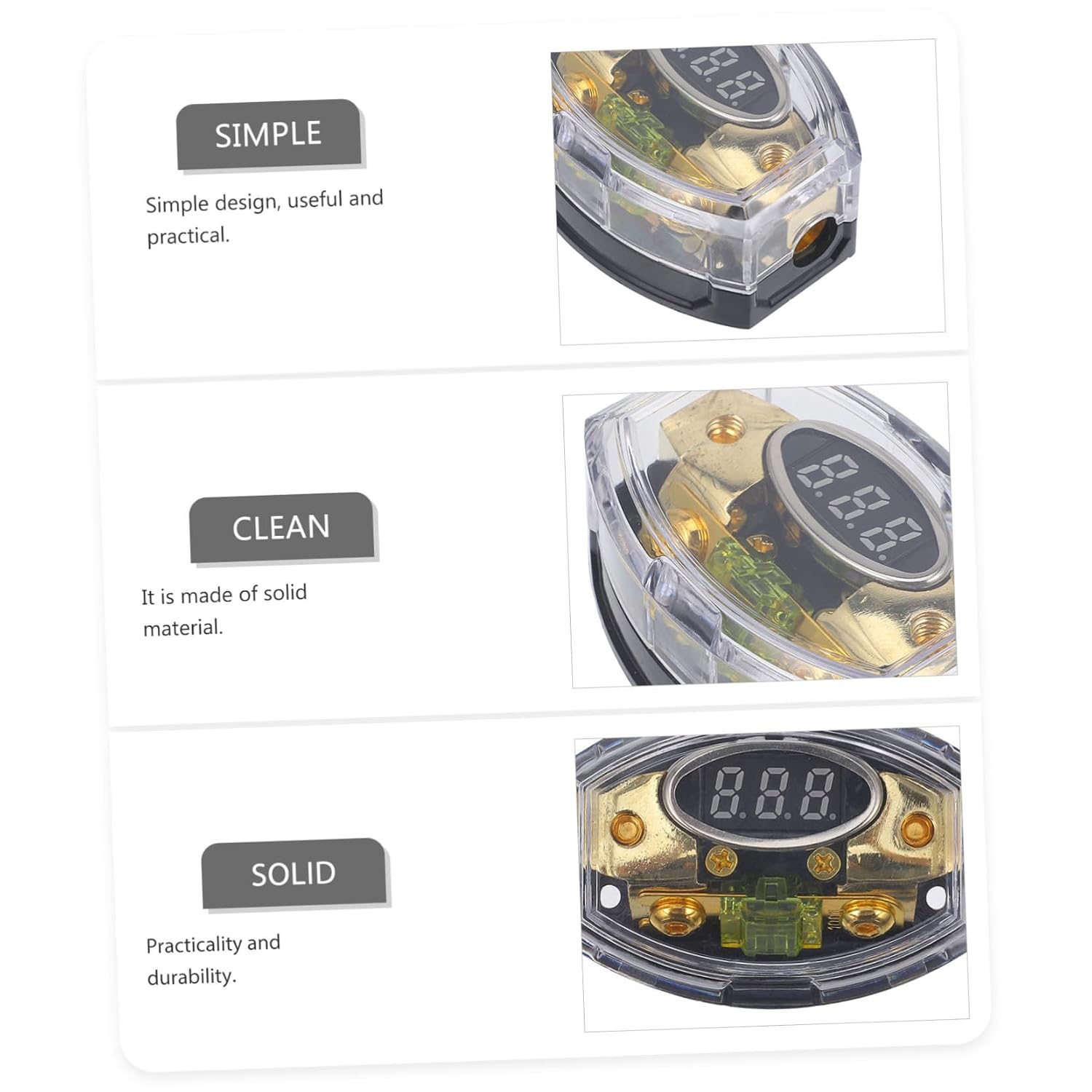 GLEAVI Car Audio Fuse Holder Digital Display Automotive Distribution Block for Enhanced Safety Stability Replacement for
