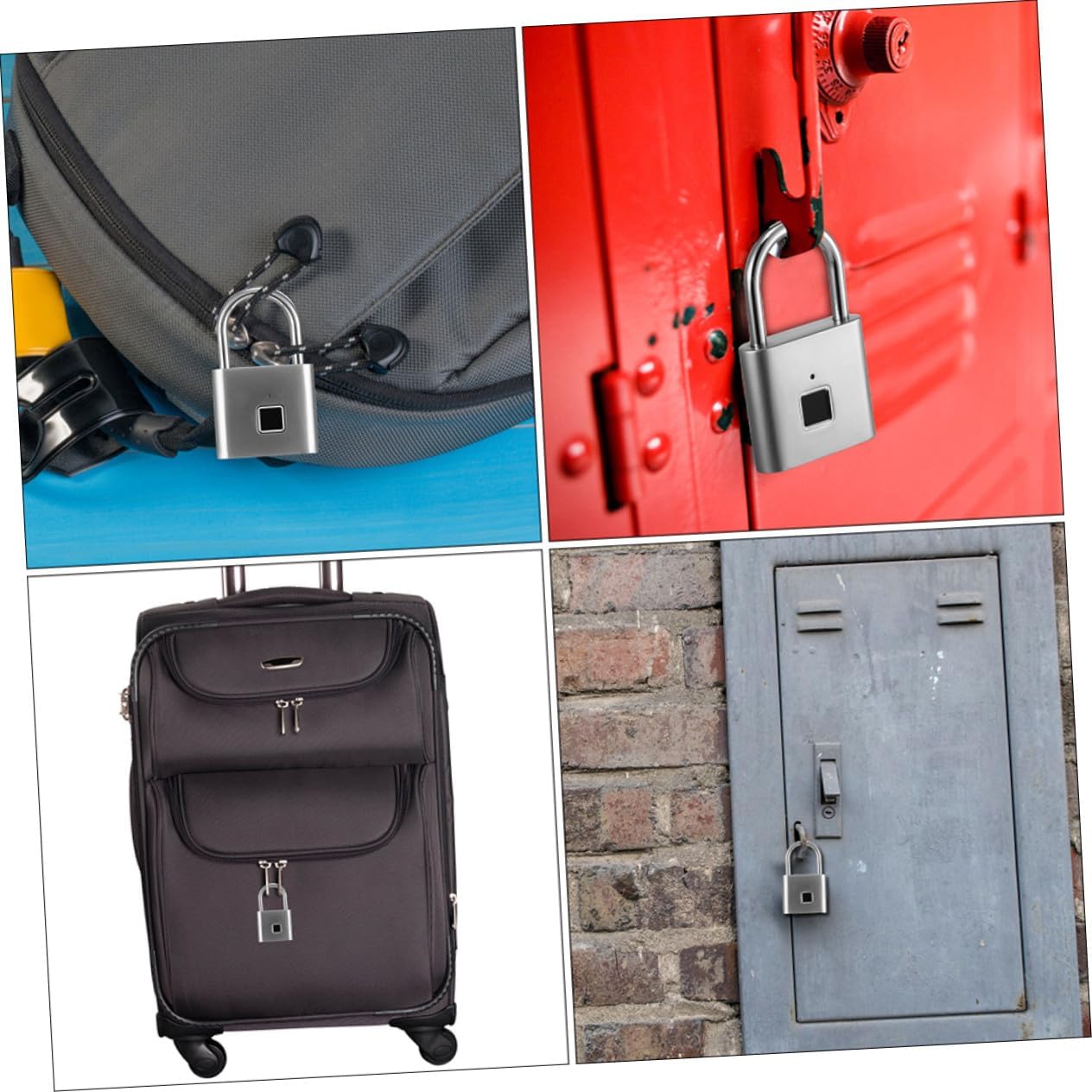 Intelligent Fingerprint Password Hanging Lock Stainless Steel Luggage Lock with Fingerprint Capacity Keyless Security for Suitcase Cabinet Backpack and Travel Use Black