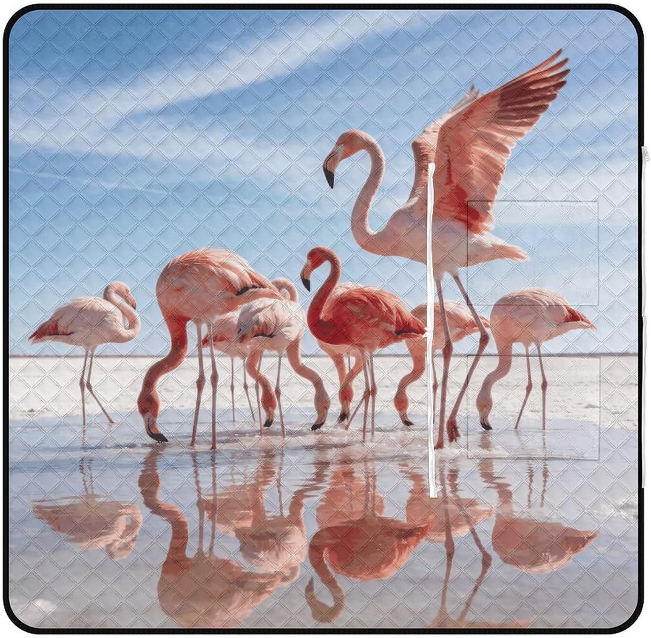 Salt Marsh Fireball Picnic Blanket with Zipper Water Resistant Sand Free Picnic Mat Washable Foldable Easy Carry Beach Blanket for Lawn Beach Hiking Camping