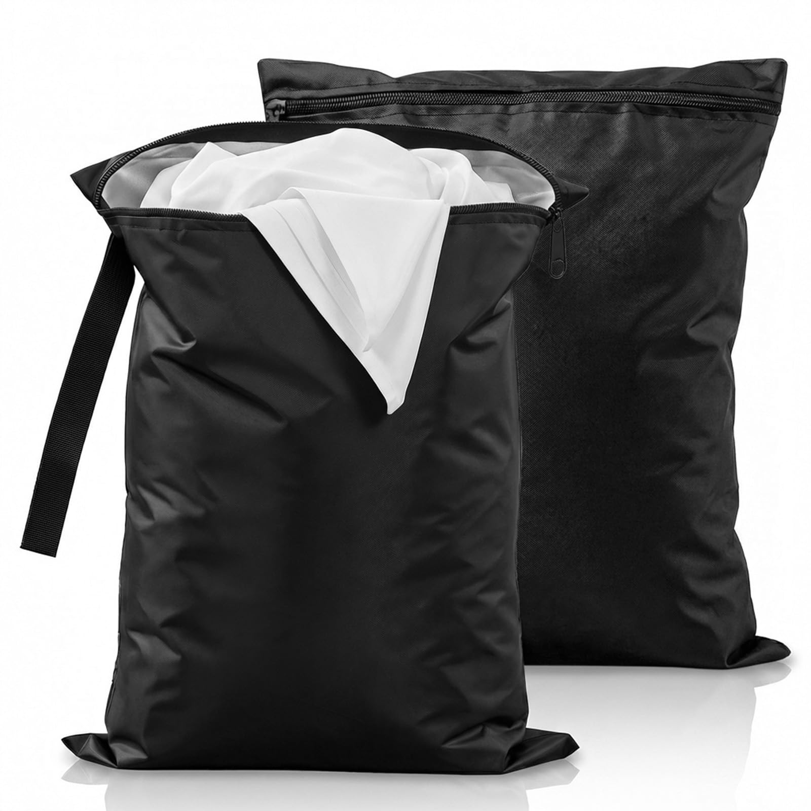 LLOUSSAK 2 Pcs Travel Laundry Bag, Black Swimsuit Wet Bags, Waterproof Cloth Diaper Bag, Machine Washable Dry Bags for Dirty Clothes Gym Beach Pool Drying(16×20 Inch)