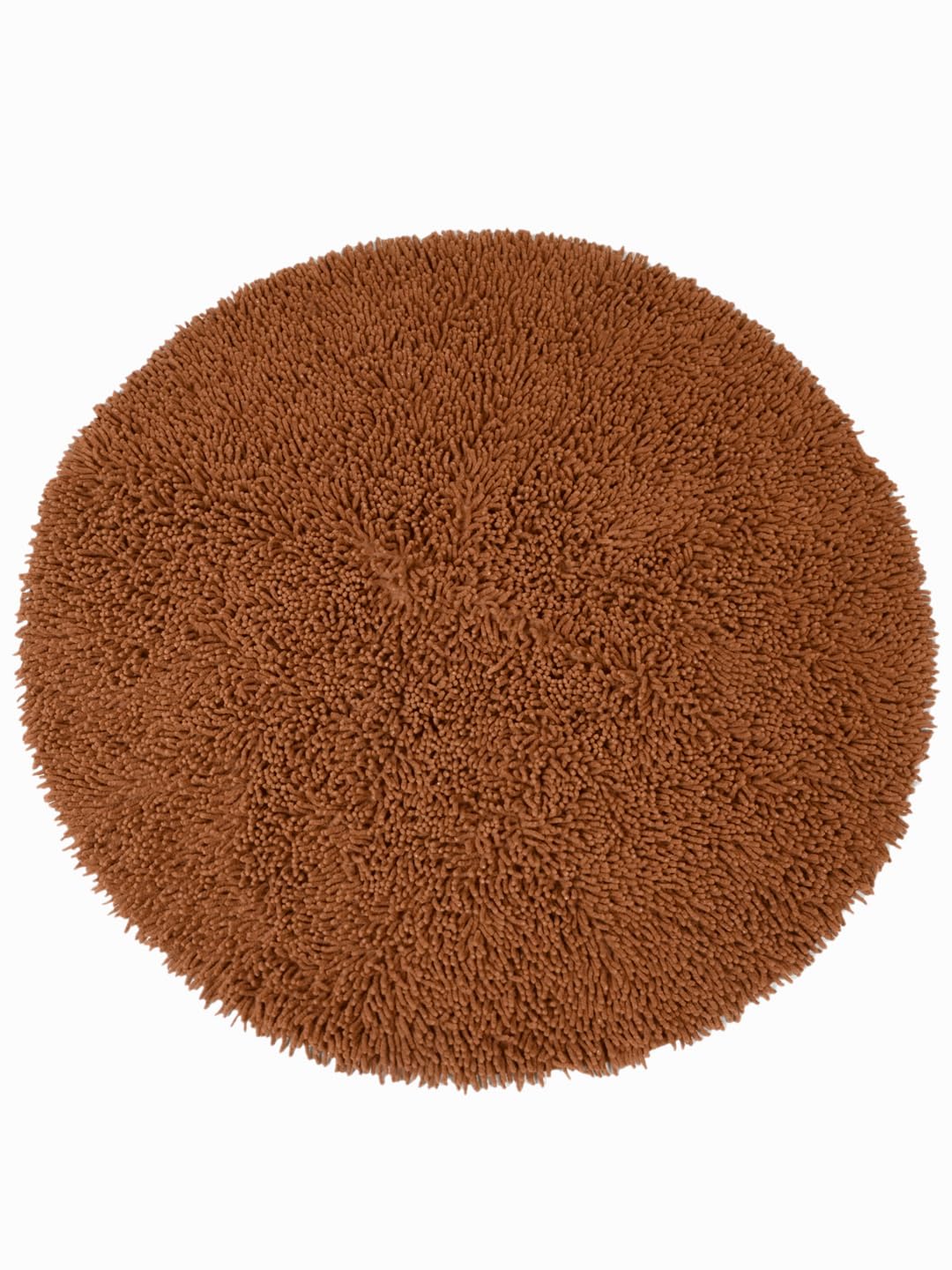 SARAL HOME EASY LIVING Cotton Shaggy Anti-Skid Round Bath Mat (Brown, 90X90 cm)