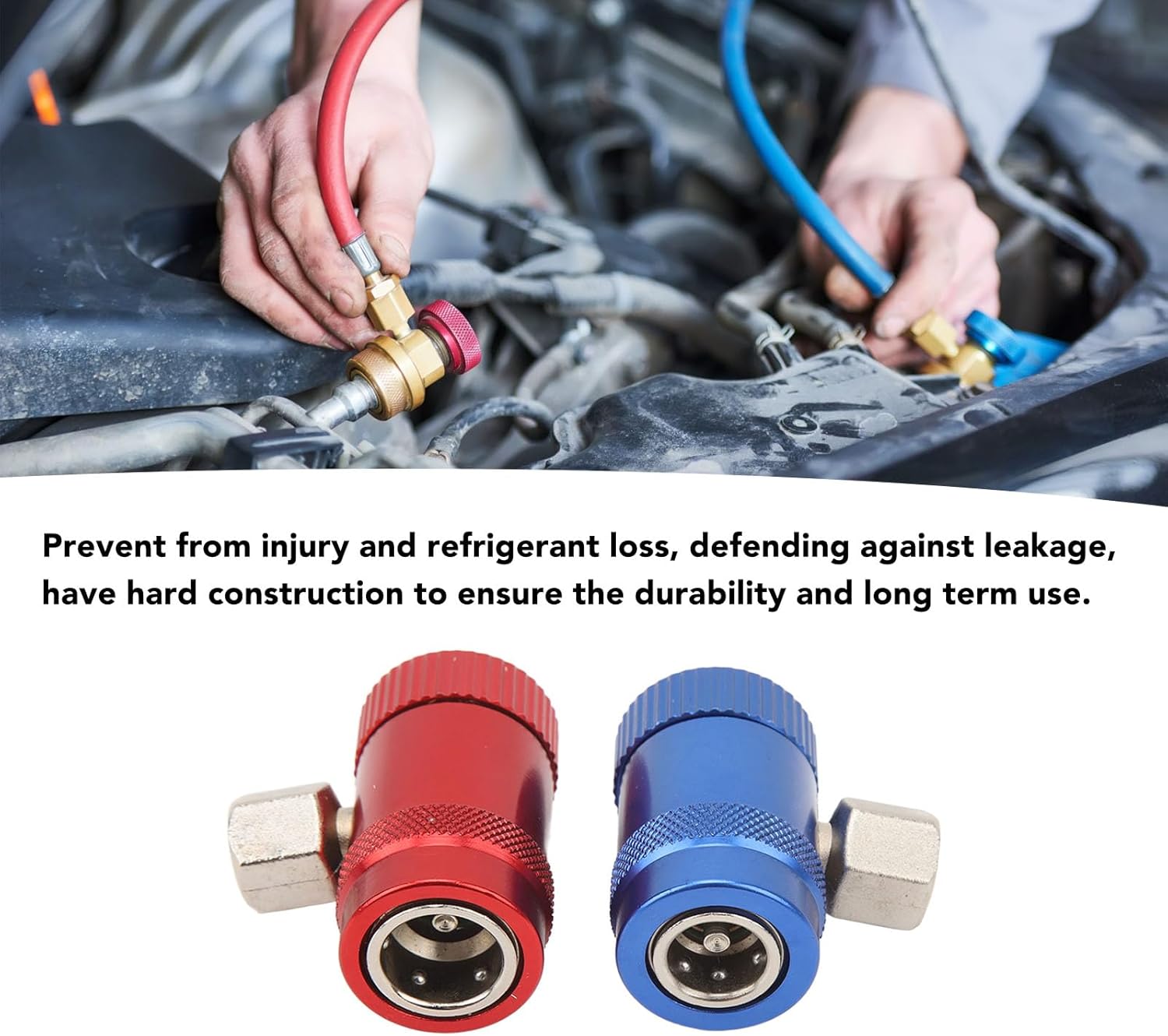 2Pcs R1234yf Quick Couplers, 1/4 Inch Male Port Manual Connector Adapters for High and Low Side AC Refrigerant Systems with Protective Sleeve