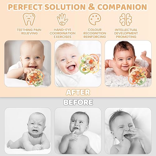 Miniatura 7 de Orzbow Juguetes sensoriales para la dentición para bebés, bola de mordedor Montessori para bebés, juguete de silicona para bebés, juguetes