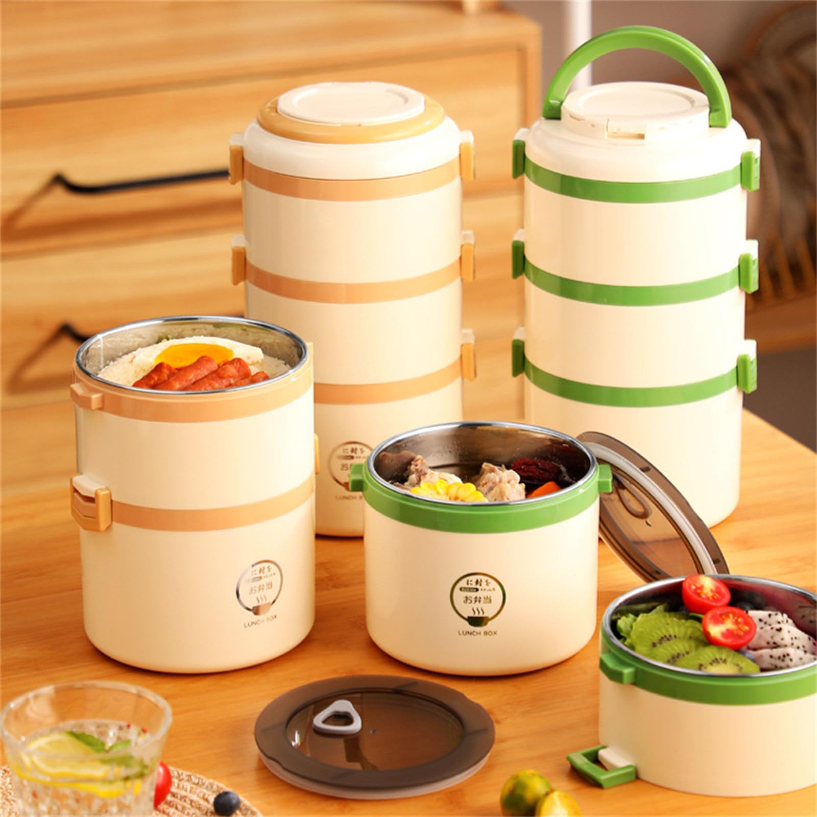 Einzigartige 304 Edelstahl-Lunchbox, auslaufsicher, Silikondichtung, Thermobehälter für Arbeit, Picknick, Mittagessen für die Schule