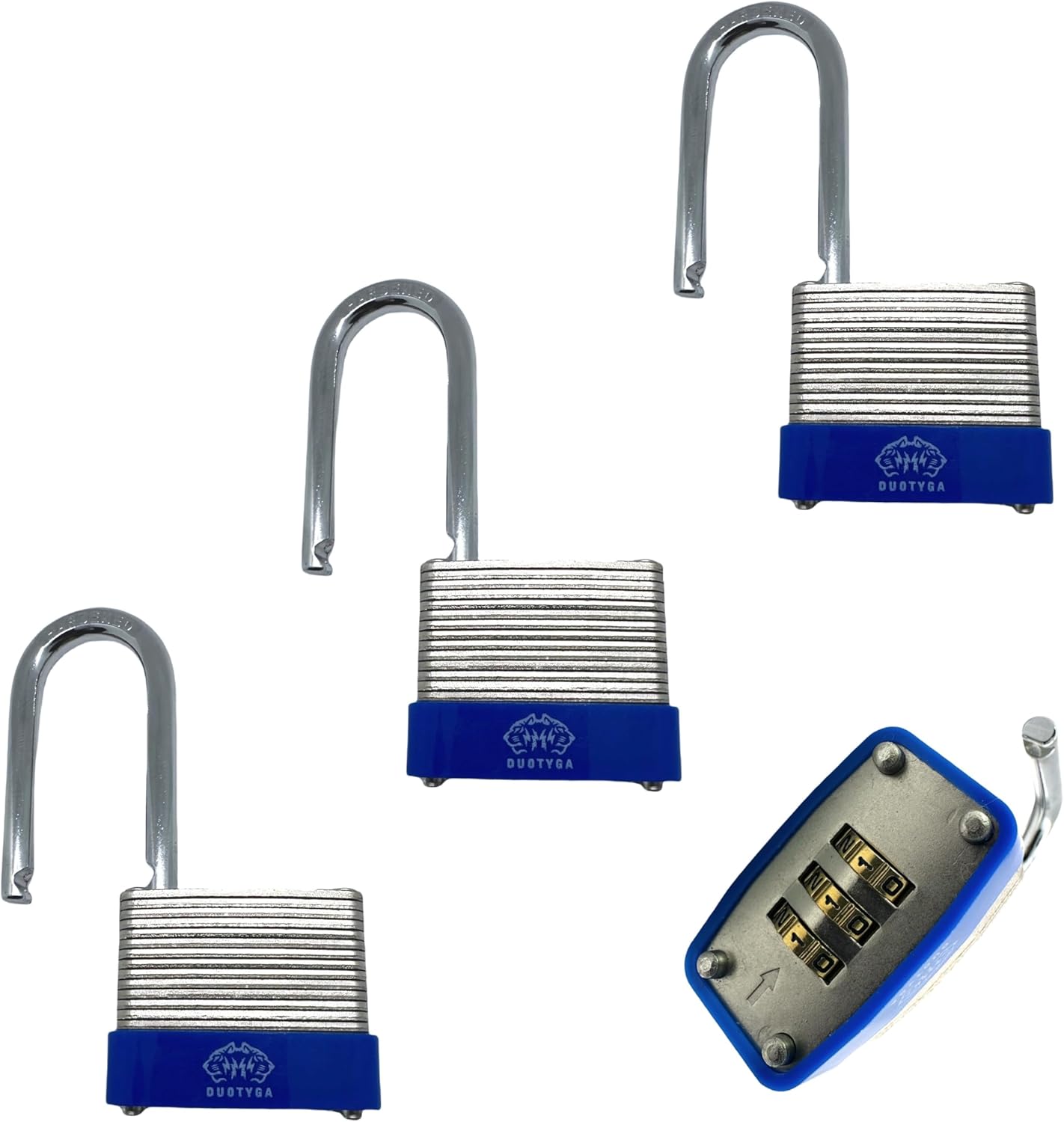 Laminated Combination Padlock, 3 Digit Combination Lock, 1-9/16”(40mm) Wide, Long Shackle Heavy Duty Padlocks for Gates, Toolbox, Case, Gym Locker, Sheds and Fences, Pack of 10