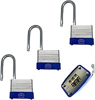 Vista 1 de Candado de combinación laminada, cerradura de combinación de 3 dígitos, 1-9/16 pulgadas de ancho, candados de grillete largo resistentes