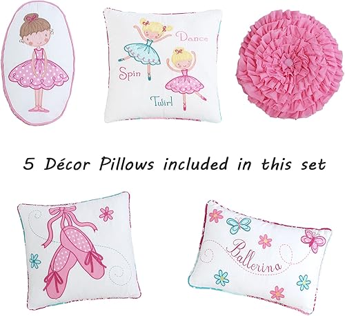 Miniatura 2 de Little Dancer - Juego de ropa de cama reversible de 100% algodón con bordado floral de mariposas, colcha (individual - 7 piezas 1 edredón + 1 funda