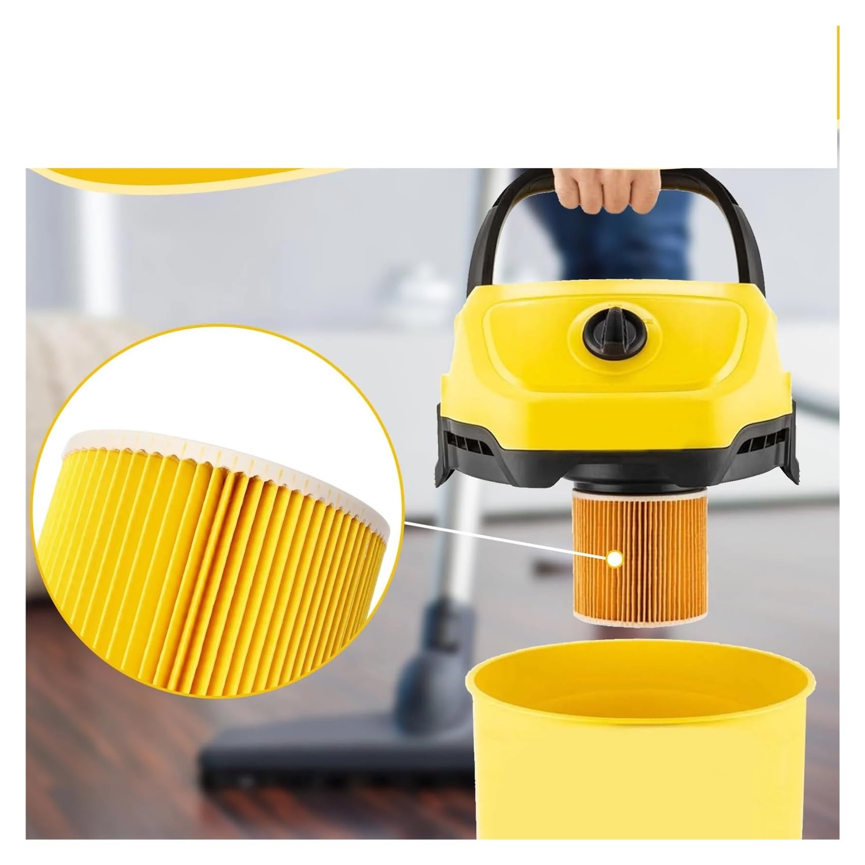 Filtro seco húmedo Compatible con Karcher WD1 WD2 WD3 MV2 MV3 WD2250 WD3.200 A2004 A2054 A2204 A2656(2pcs)