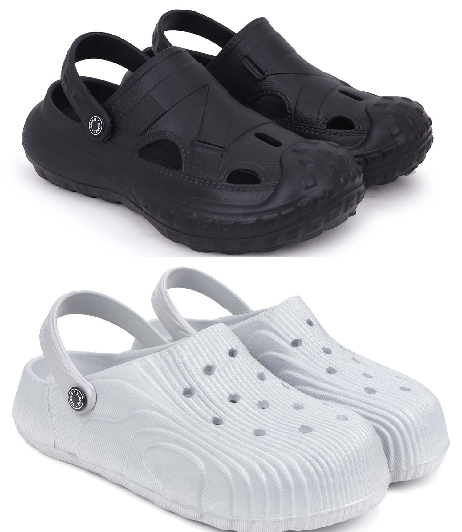 Combo Pack of 2 Slipper/Flip Flops/Slides/Clogs/Sandals for Men,(Cl-1200-Black,Cl-Wonder-Grey),7 (UK/India)-image-40