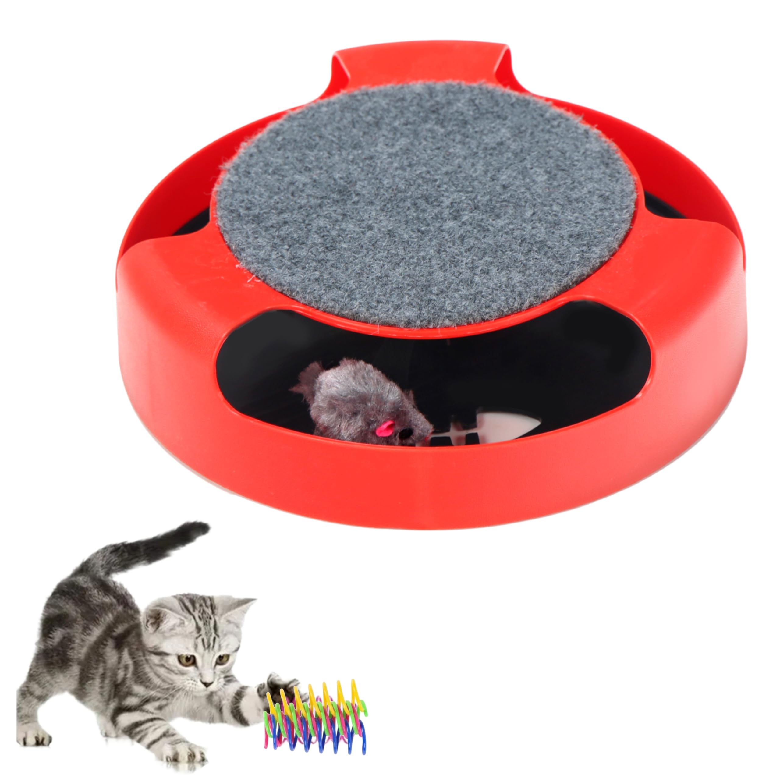 JoyPatas Juguete Interactivo para Gatos - Atrapa al Ratón (Rojo)