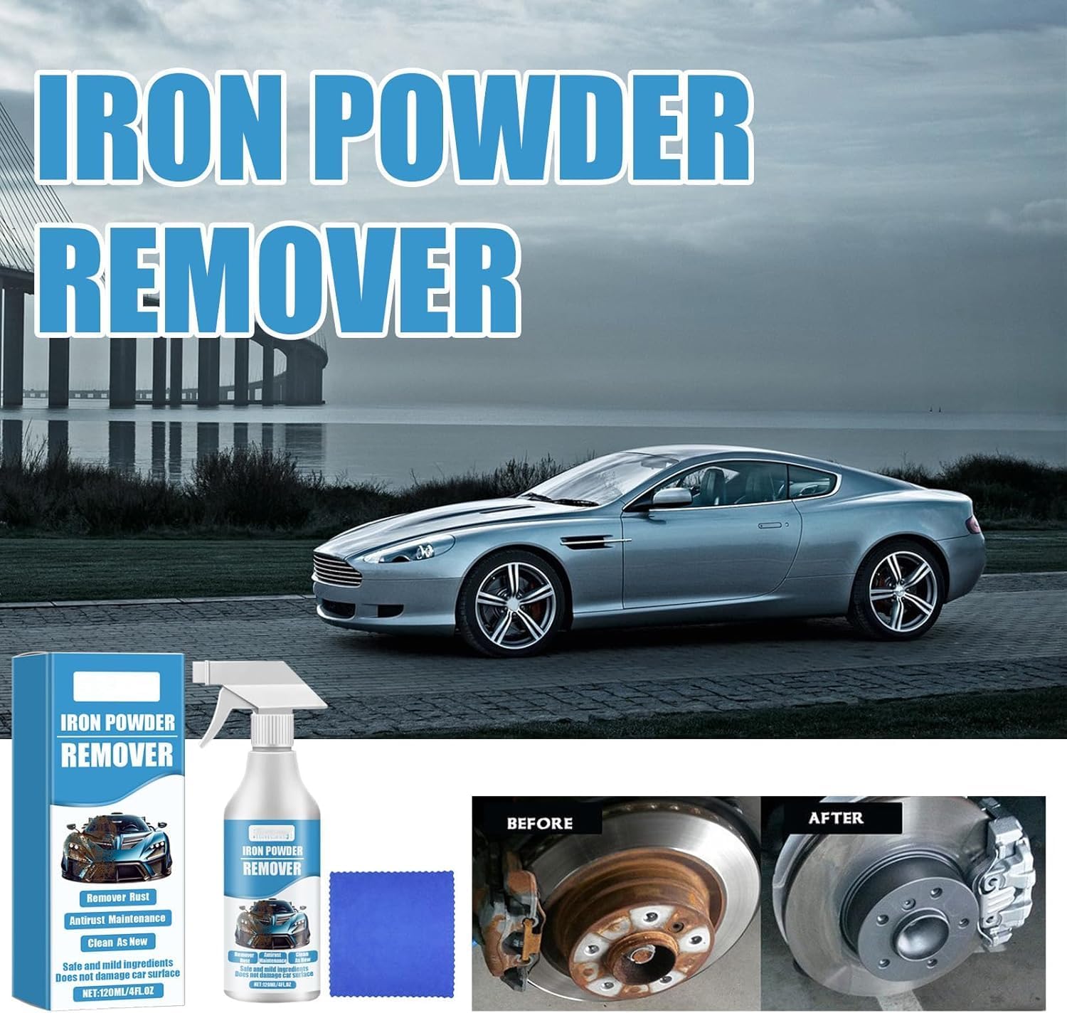 Car Rust & Iron Particle Remover Spray,Multi-functional rust remover, used for automotive tools, can remove surface rust and particles.（3pcs） (3PCS)