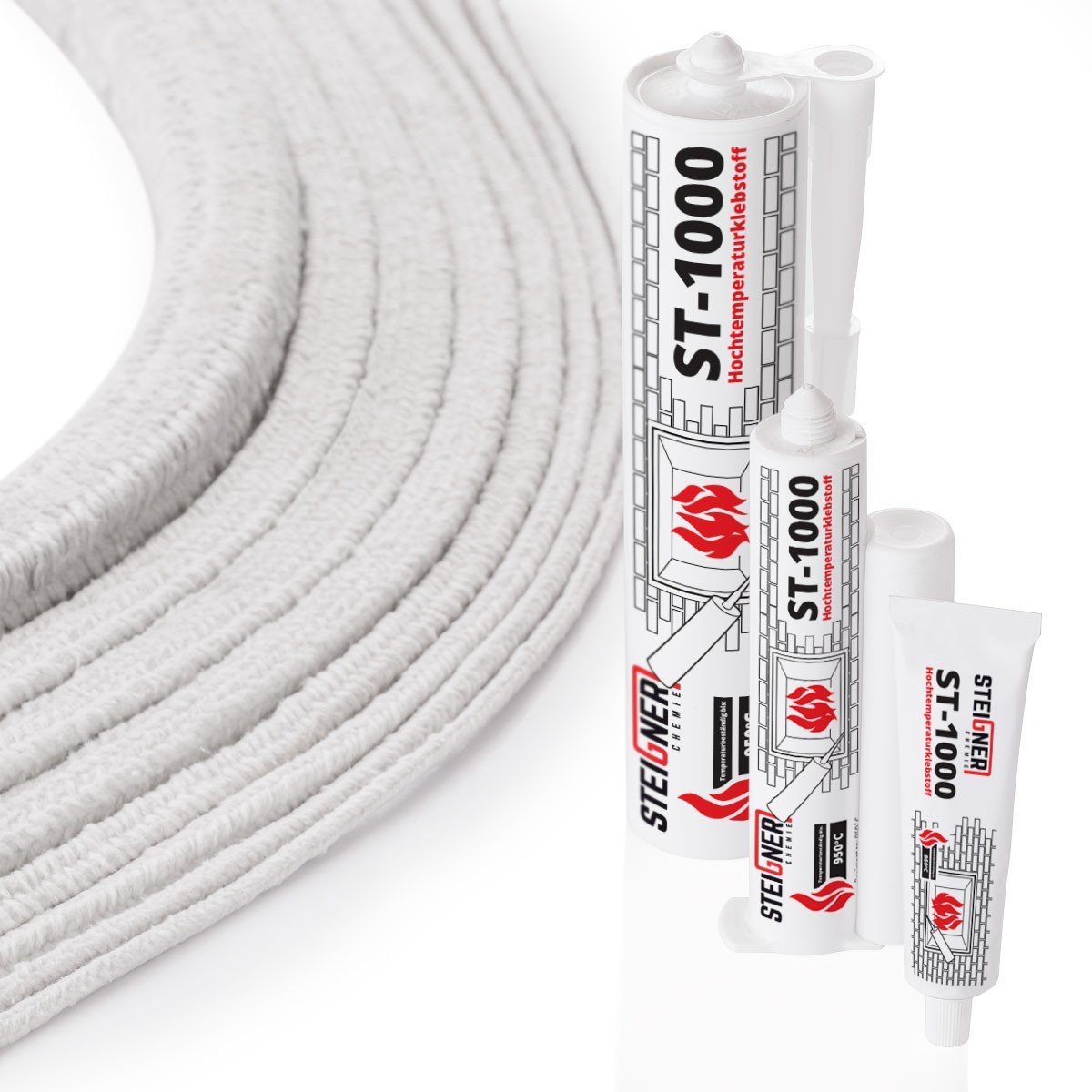 STEIGNER Nastro Autoadesivo in Fibra di Vetro SKD03, Nero Sigillante resistente a temperature permanenti fino a 550 ° C 25x3 mm, 50 m