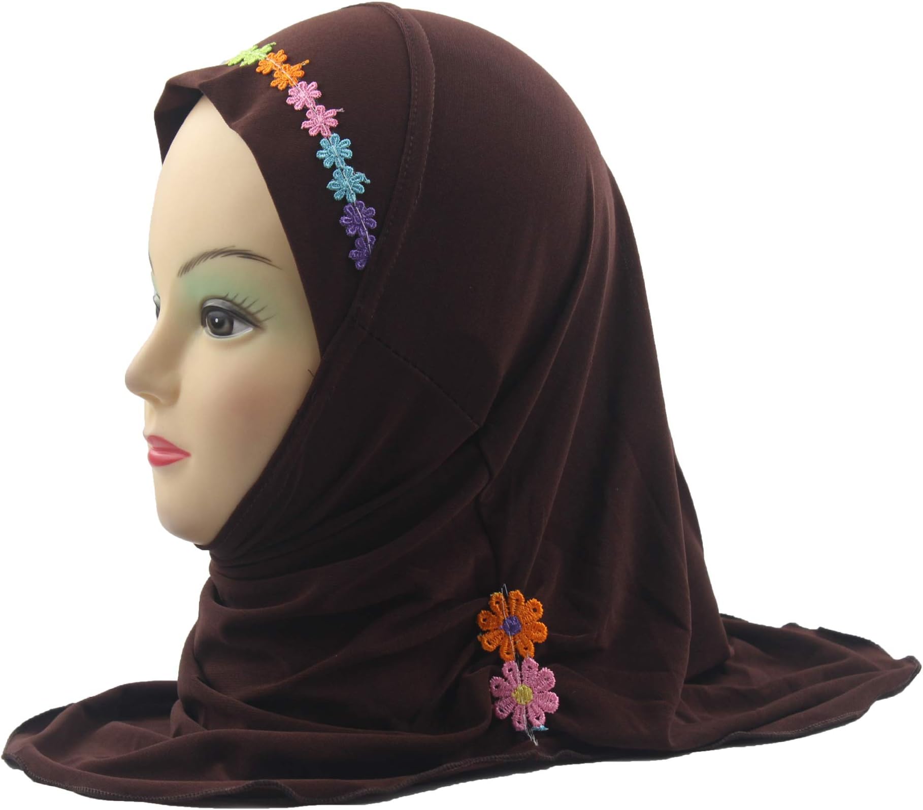 Girls Kids Muslim Hijab Scarf Shawls Islamic Headscarves with Beautiful Flowers Hijabs for 2 to 6 years old Baby