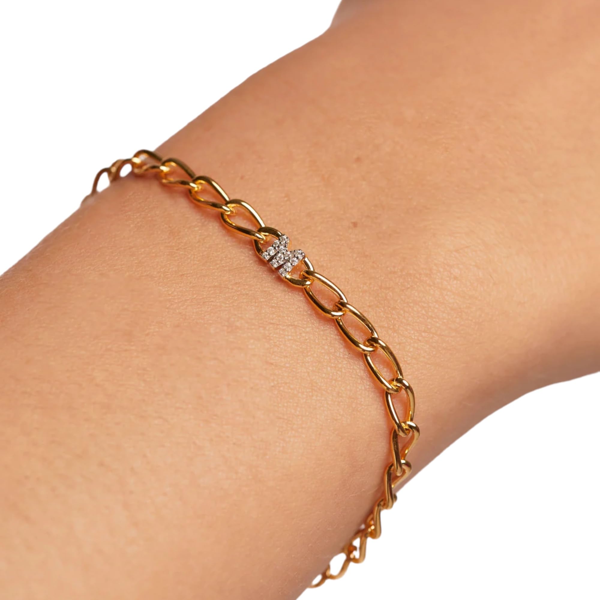 P D PAOLA Letter Bracelet Bracciale a maglie lettera oro (19, M)
