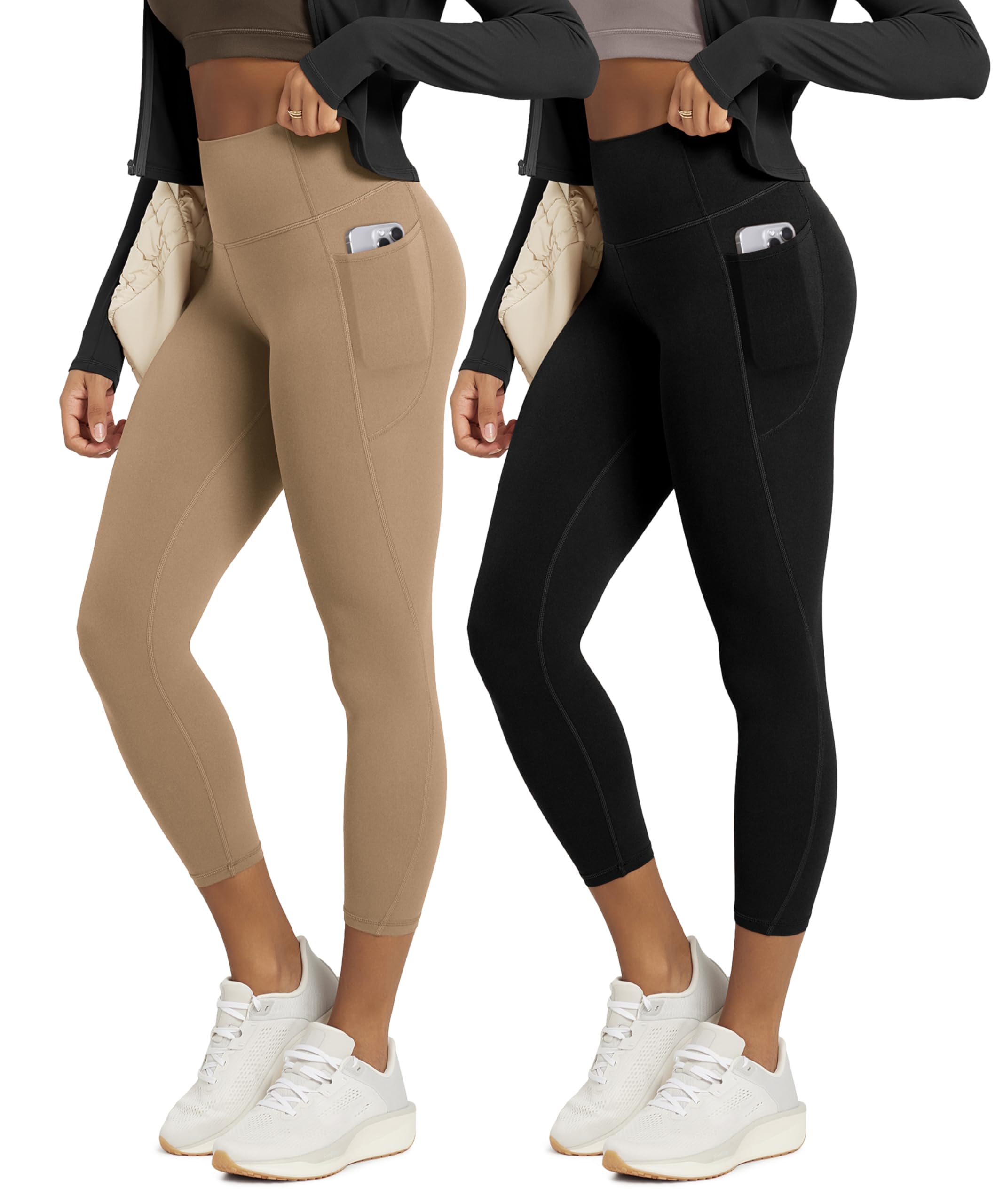 ODODOS 2-Pack Buttery Soft Lounge Yoga Leggings with Pockets for Women 23" / 25" / 28" High Waist Yoga Pants
