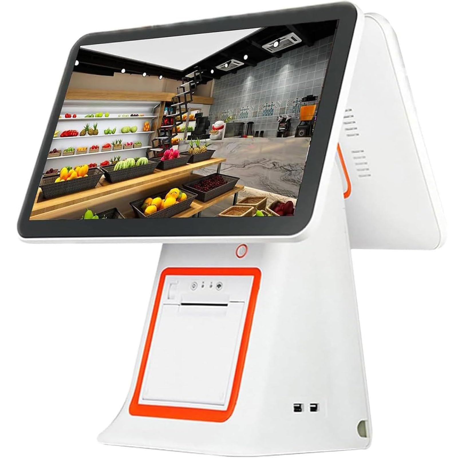 Kasa fiskalna dla małych firm, z 15,6-calowym ekranem dotykowym Dual Screen White | 4G All-in-One Cash Register, regulowany kąt dla handlu detalicznego, restauracji