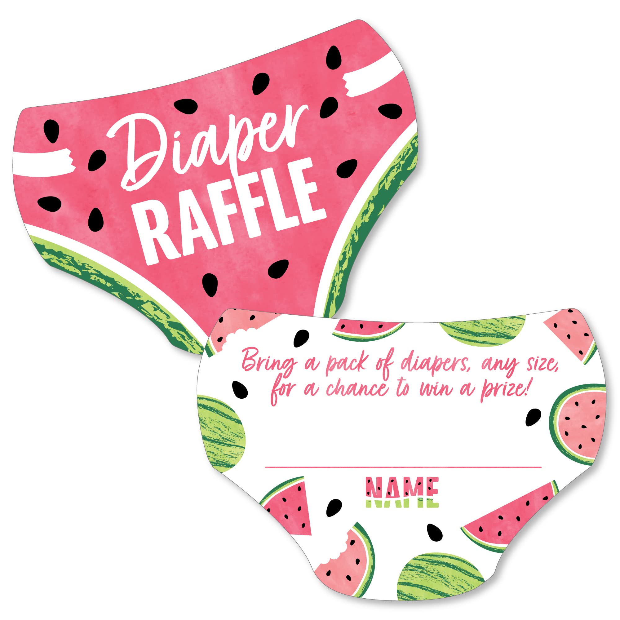 Big Dot of Happiness Sweet Watermelon - Diaper Shaped Raffle Ticket Inserts - Fruit Baby Shower Activities - Diaper Raffle Game - Set of 24