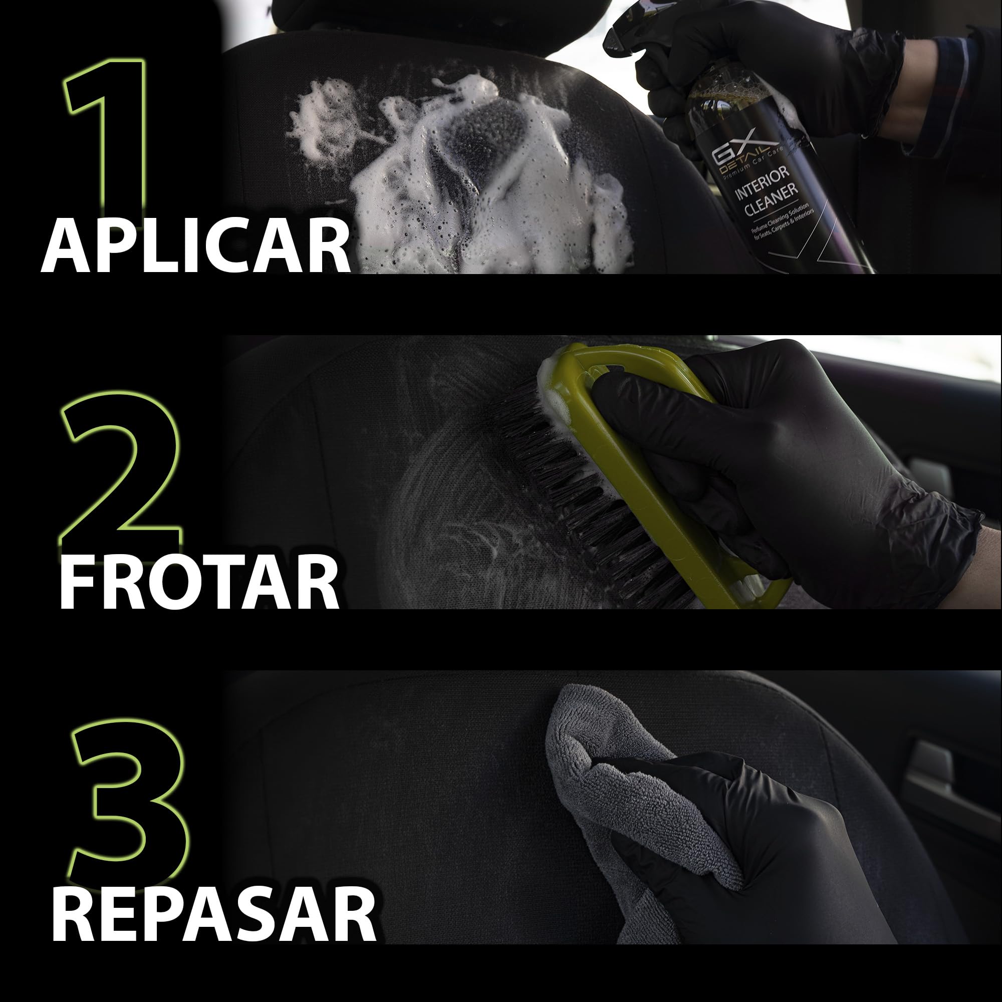 GxDetail Limpia Interiores y Tapicerías para Coche 5 Litro – Elimina Manchas, Suciedad y Olores – Fórmula Potente y Segura para Tela, Cuero y Alfombrillas – Acabado Profesional y Fácil Aplicación