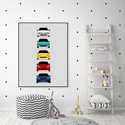 Miniatura 10 de Acura Integra (Honda Integra) Evolution Generations Inspired Car Poster - Handmade Print of Acura Integra - Blue, 8x10" Metallic Print