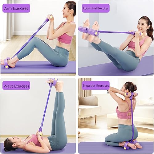 Miniatura 4 de Bandas de resistencia para tirador de tobillo de 6 tubos con figura libre, 8 bandas de ejercicio incluidas, banda de resistencia para tirador de