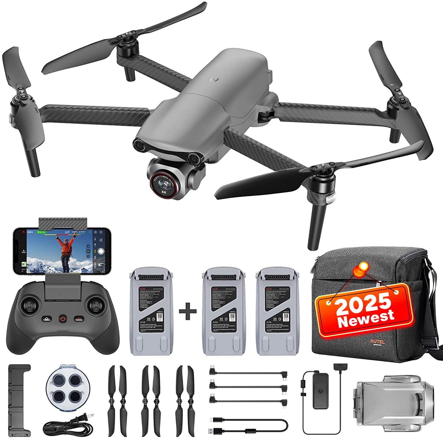 Autel Robotics EVO Lite+ Plus Premium Bundle - 6K Video Drone Quadcopter UAV, 1" CMOS Sensor & F2.8-F11 Adjustable Aperture, 3-Way Obstacle Avoidance, 40Min Flight Time, 12KM HD Transmission