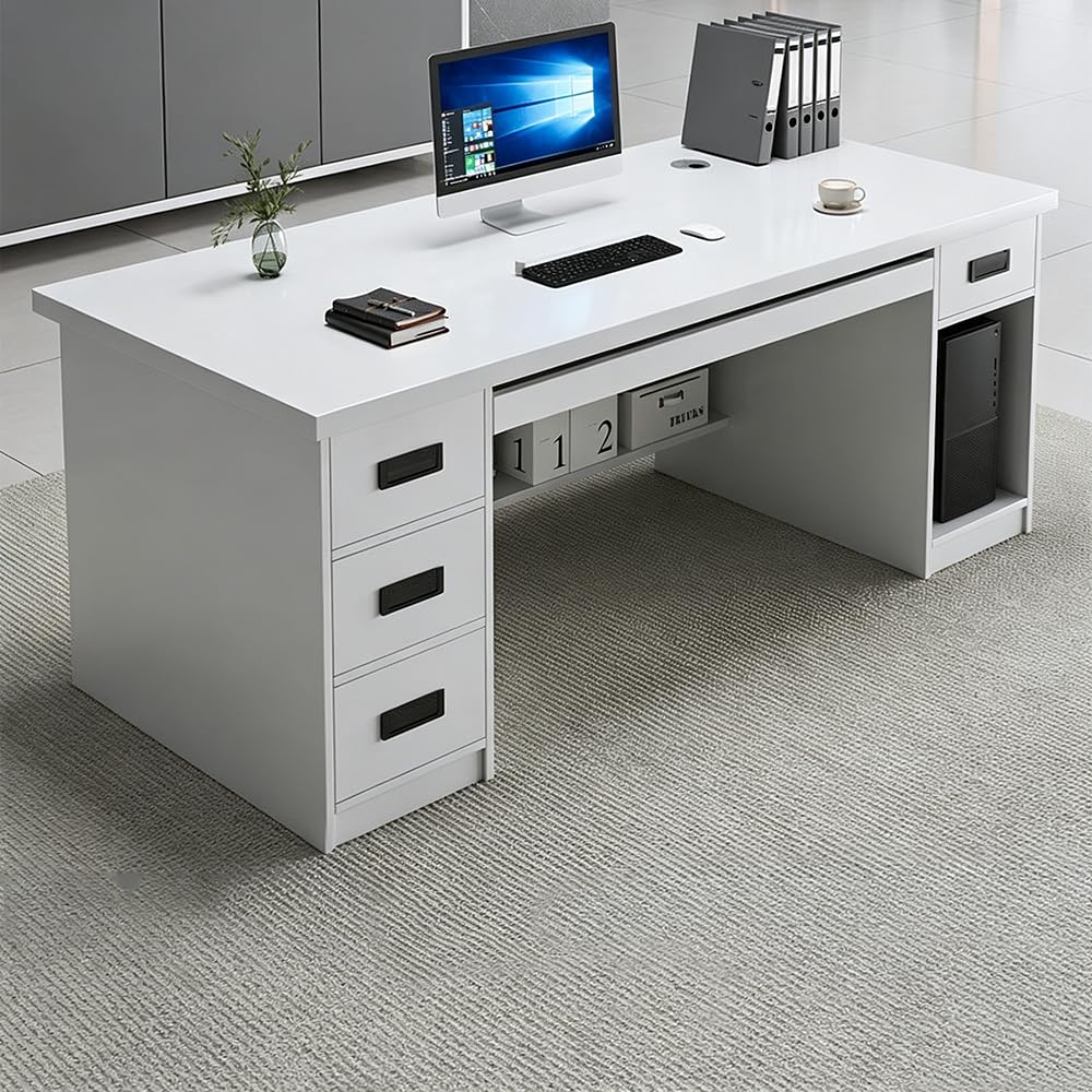 Mescxty A Office Desk Computer Table With Drawers Nd Storage Cabinet,Study Writing Desk Workstation,Gaming Table For Bedroom, Living Room(140X60cm(55X24inch), )