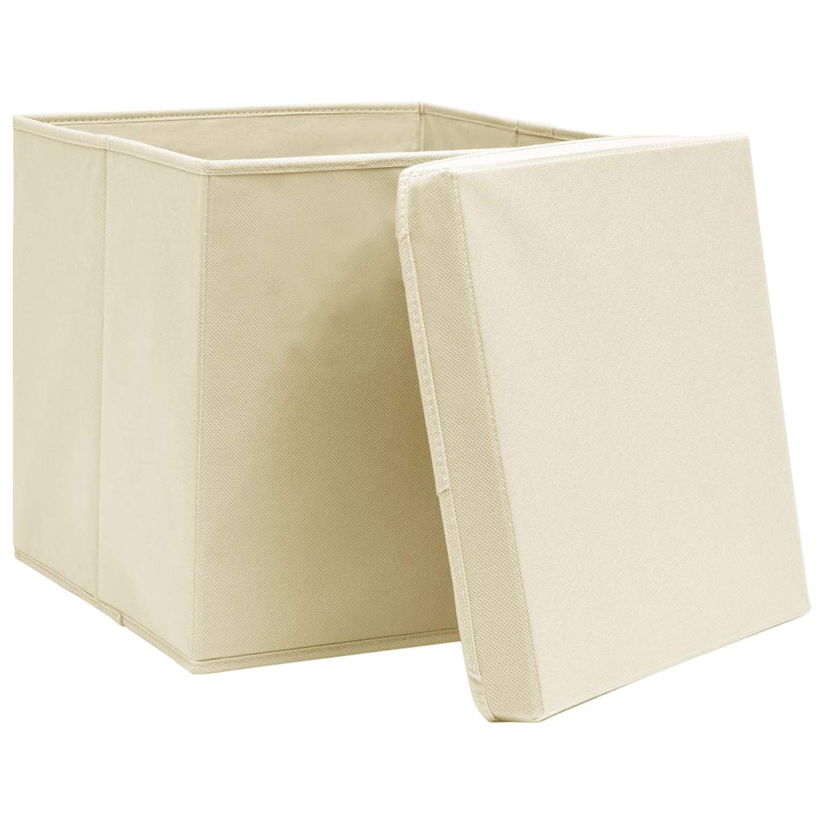 LAPOOH Aufbewahrungsboxen mit Deckel 10 STK Spielzeugkiste, Aufbewahrungskiste, Kleideraufbewahrung, Kleideraufbewahrung & Organisation, Creme 32x32x32 cm Stoff