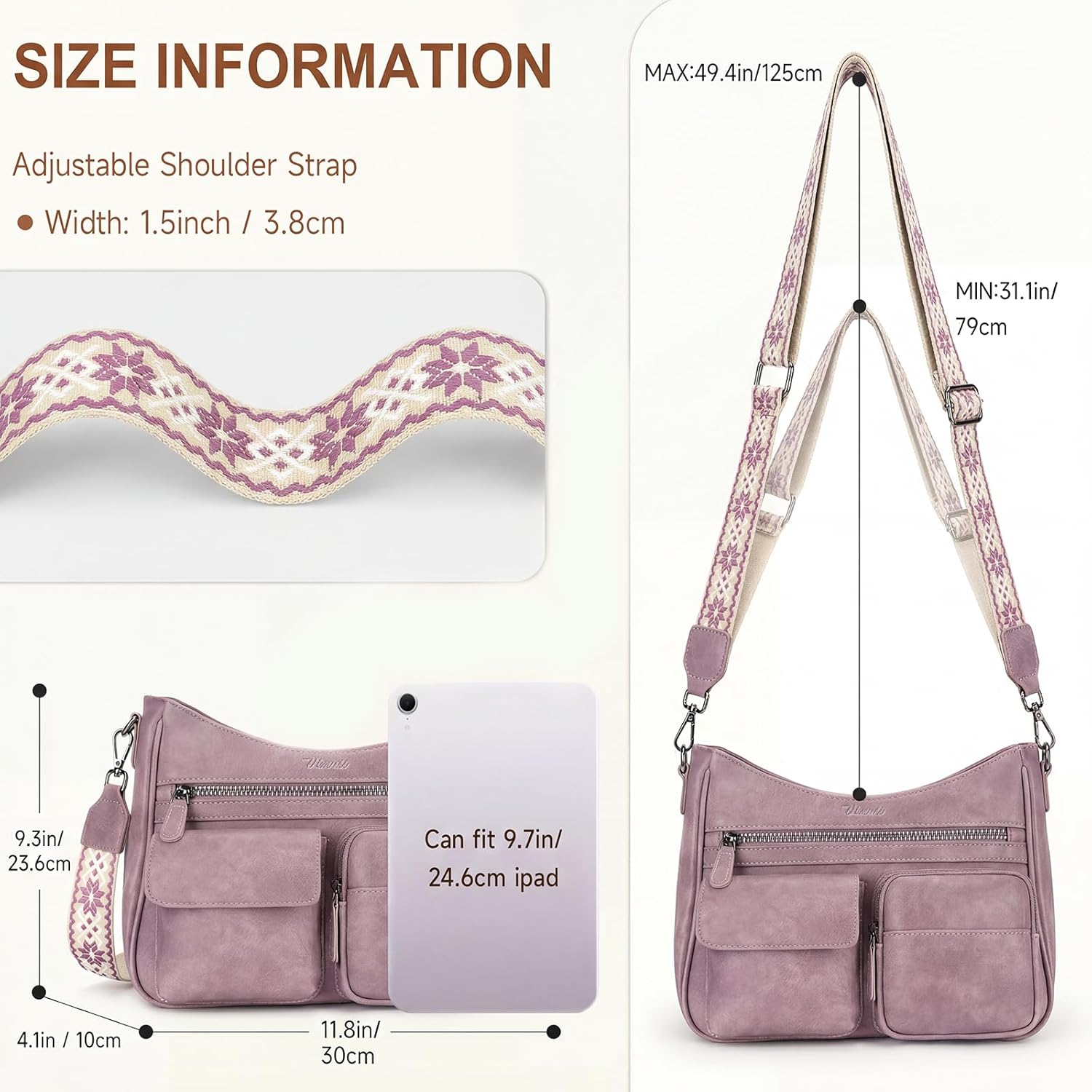 Crossbody Bags for Women Trendy Vegan Leather Crossbody Purse Shoulder Handbags Multiple Pockets Hobo Bag Ladies