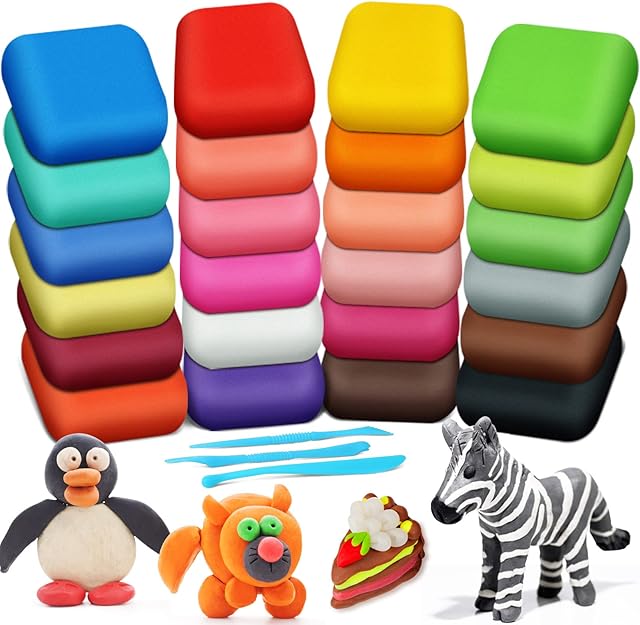 Air Dry Clay - Magic Clay 24 Colors, Modelling Clay for Kids with Tools, Craft Kit for Kids Boys Girls, Toys Gifts for Age 3 4 5 6 7 8+ Years Old Boys Girls Kids