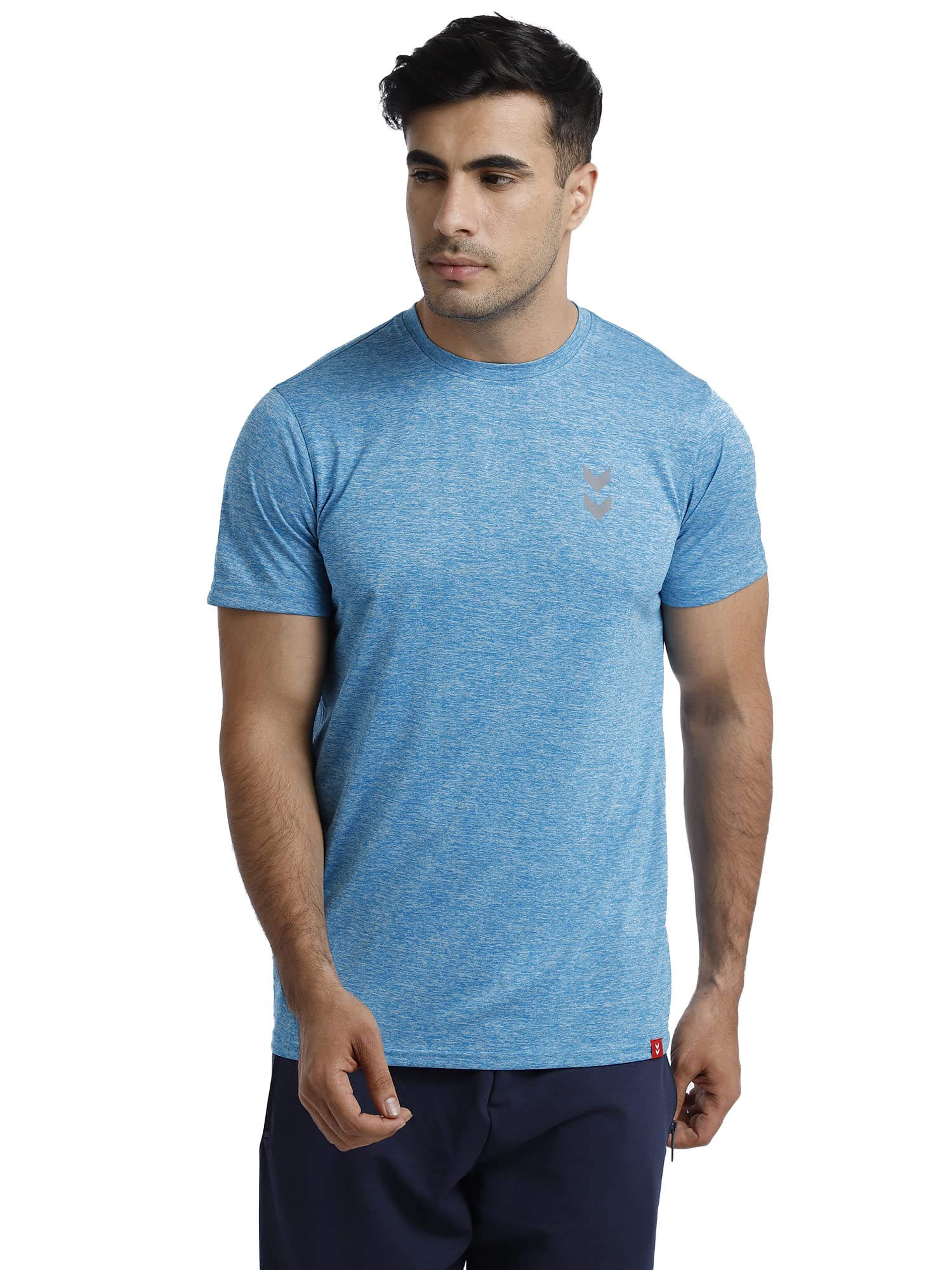 hummel Gensen Round Neck Half Sleeve Solid Regular fit Polyester T-Shirt for Men Comfortable Breathable Fabric Stretchable for Everyday Use Ideal for Yoga Training Gym Running or Performance-image-29