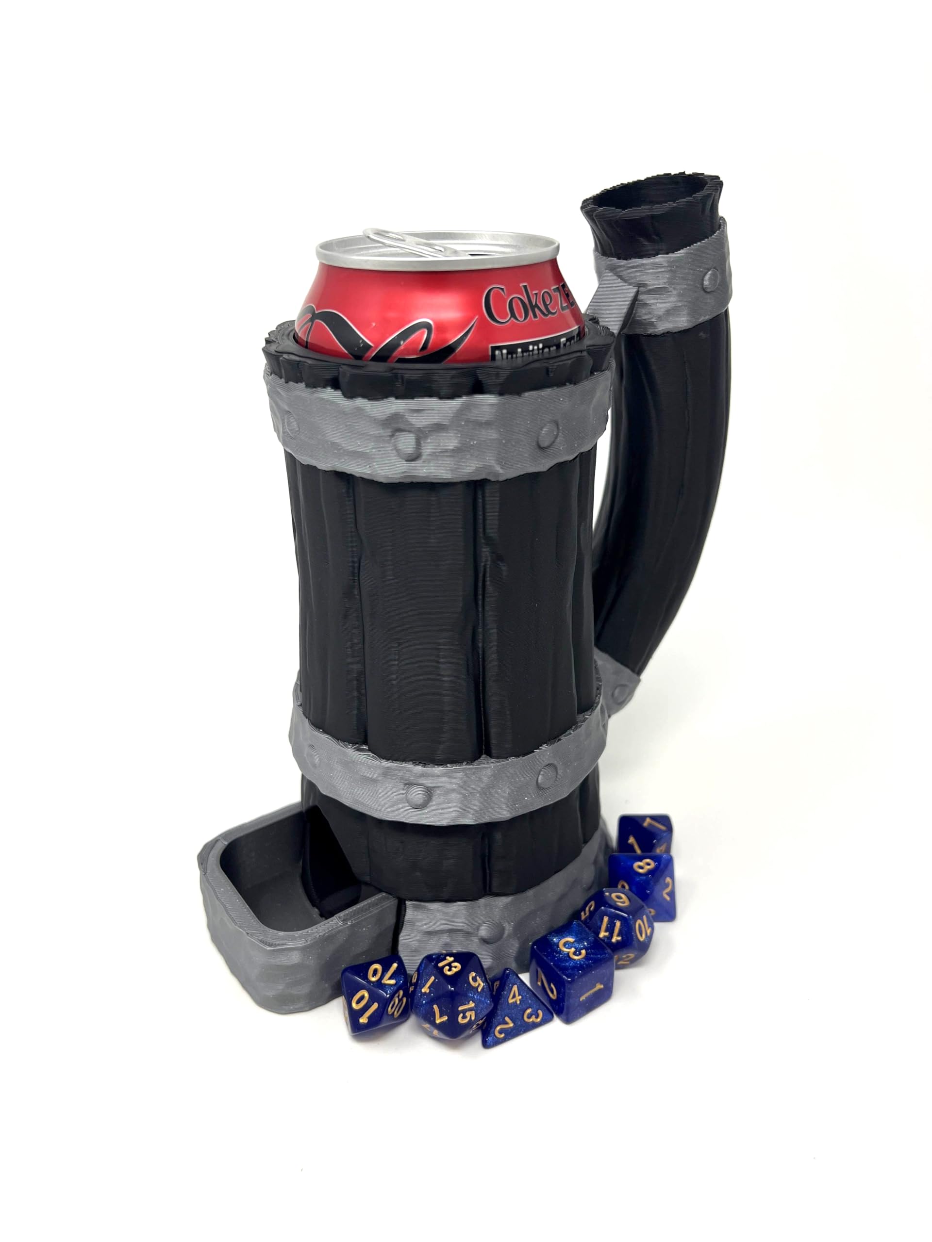 MunnyGrubbers - Tavern Mug Dice Tower - No Paint Odorless Insulated Cup Can Dice Tower - (Random 7PCS D20 Dice Set Included) - Dice Holder - Dungeons